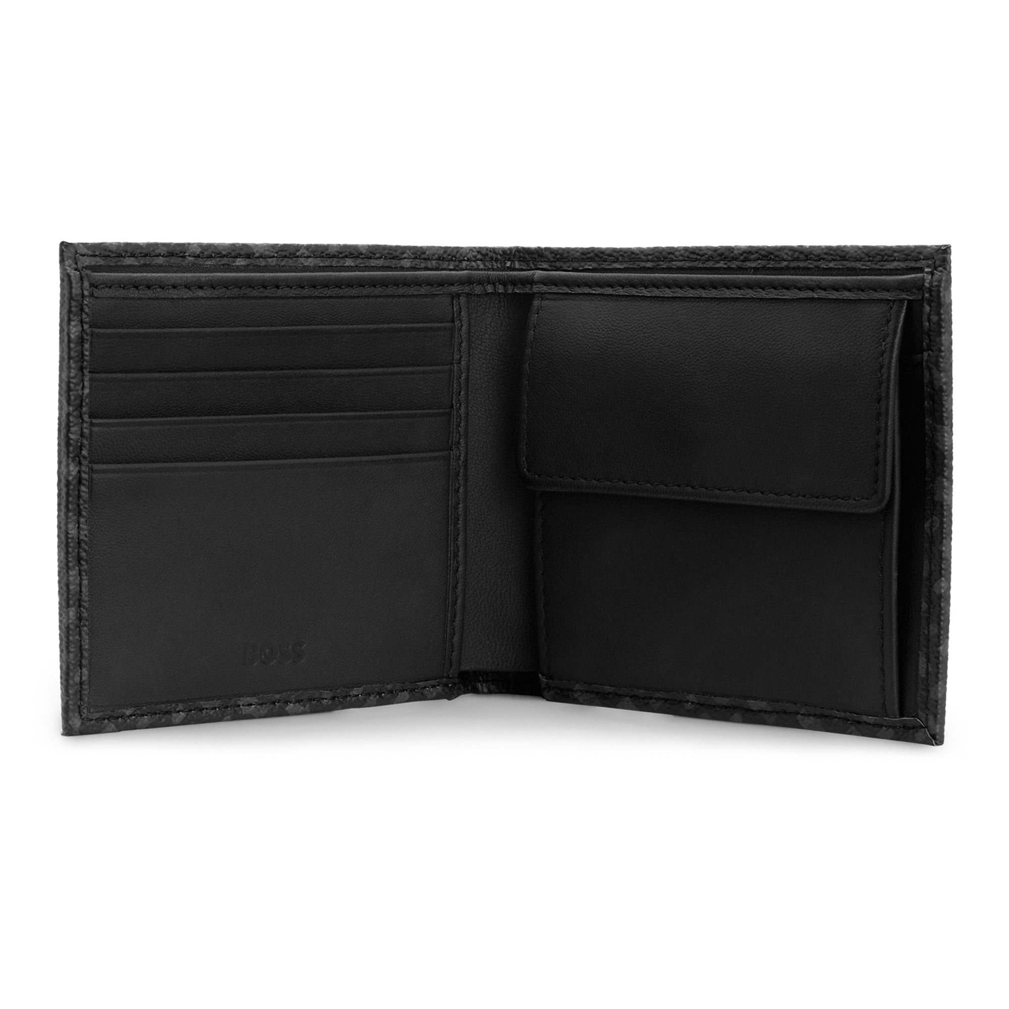 Boss Byron RFID 4 Card and Coin Wallet - Black/Grey AOP