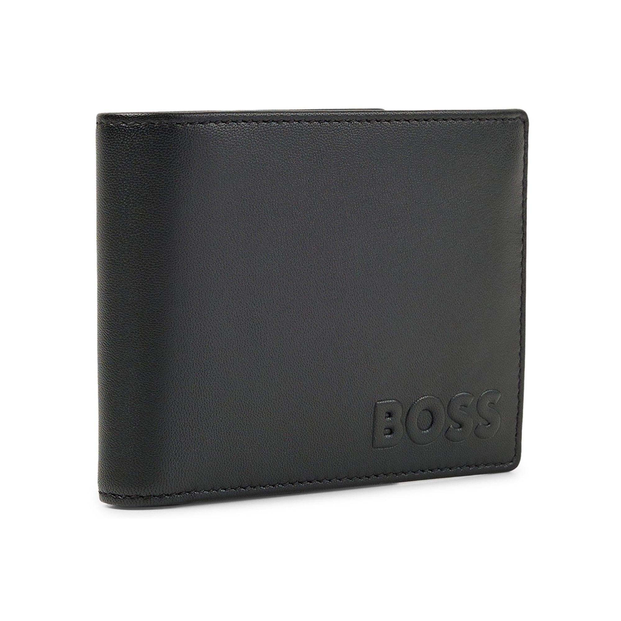 Boss Byron S Embossed RFID 4 Card & Coin Wallet - Black