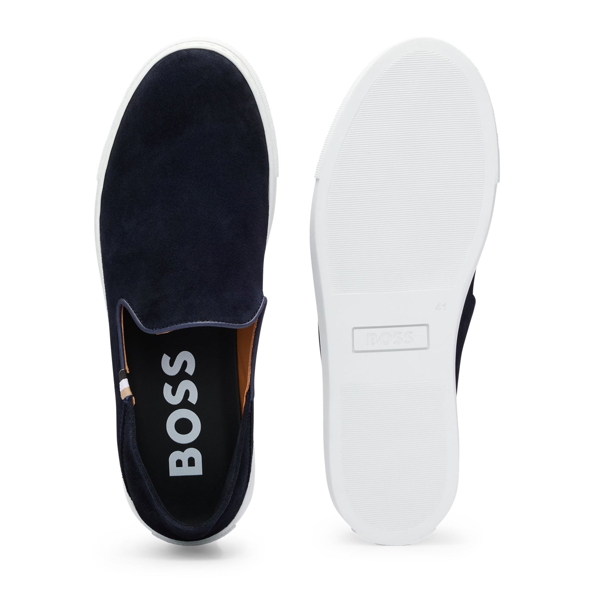 Boss Rey Slon Slip On Shoe - Dark Blue Suede