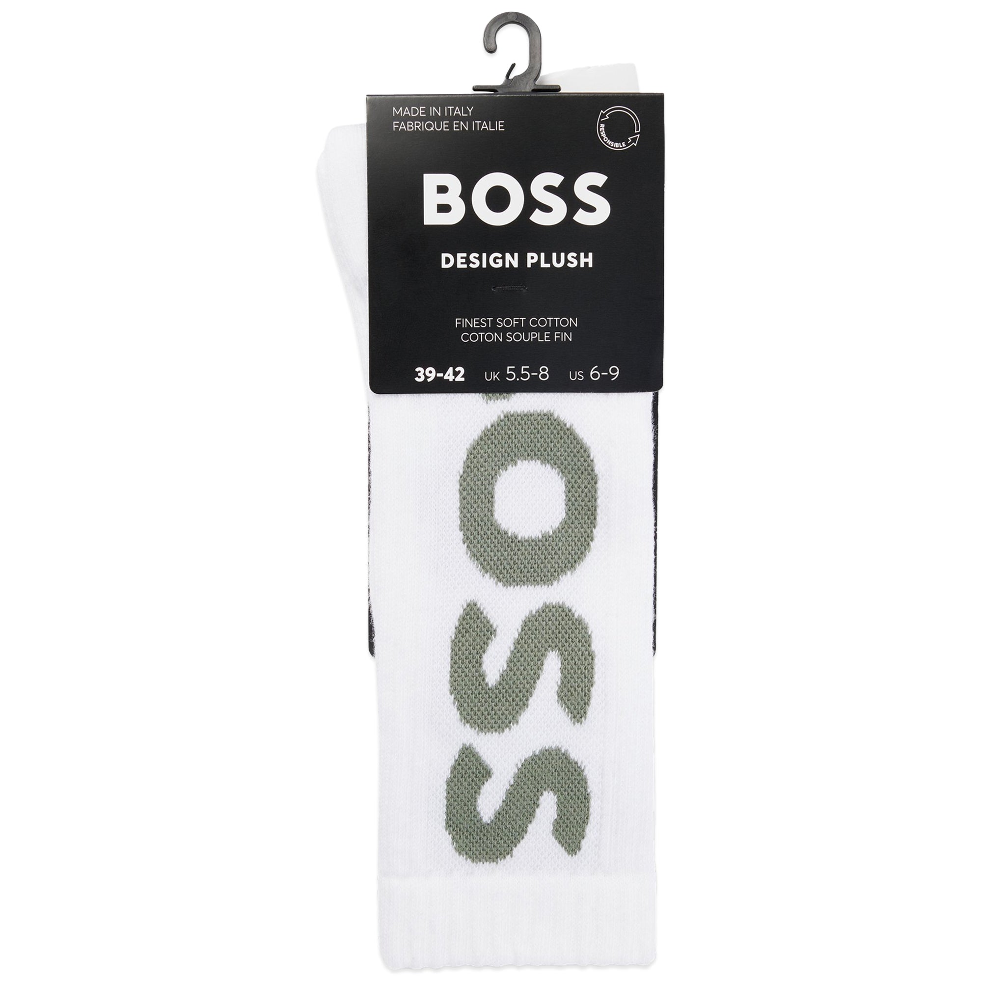 Boss Single Pack QS Rib Logo Sport Socks - White / Sage