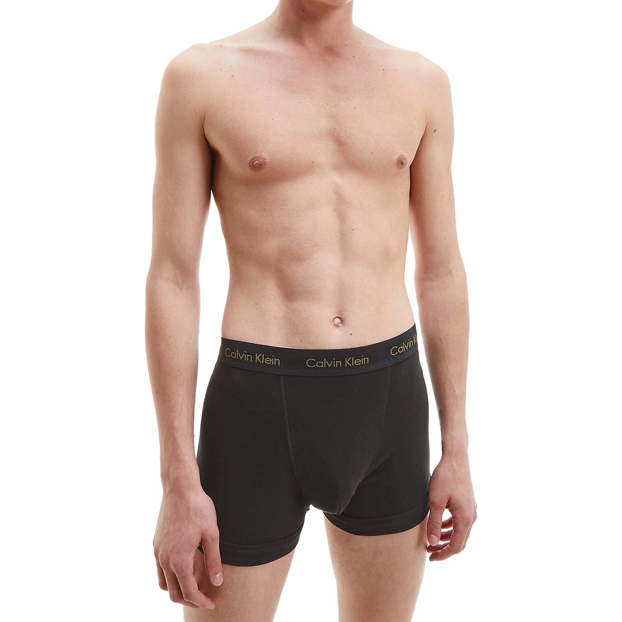 Calvin Klein Cotton Stretch Trunks - Black with Purple/Active Blue/Army Logo