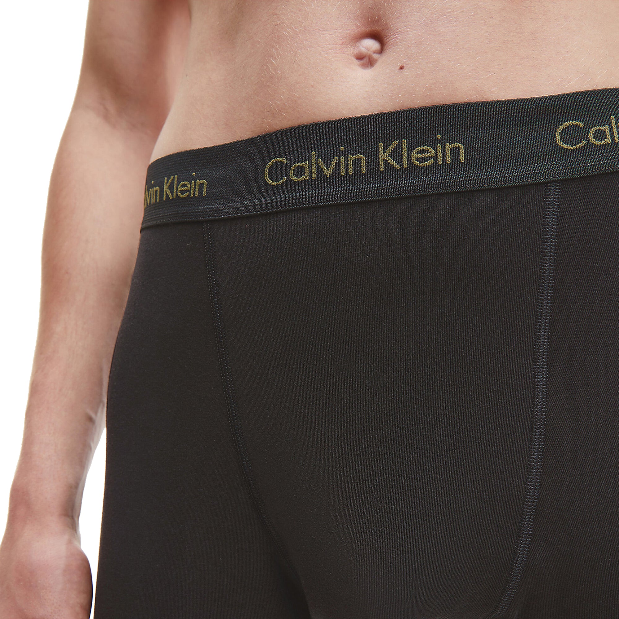 Calvin Klein Cotton Stretch Trunks - Black with Purple/Active Blue/Army Logo