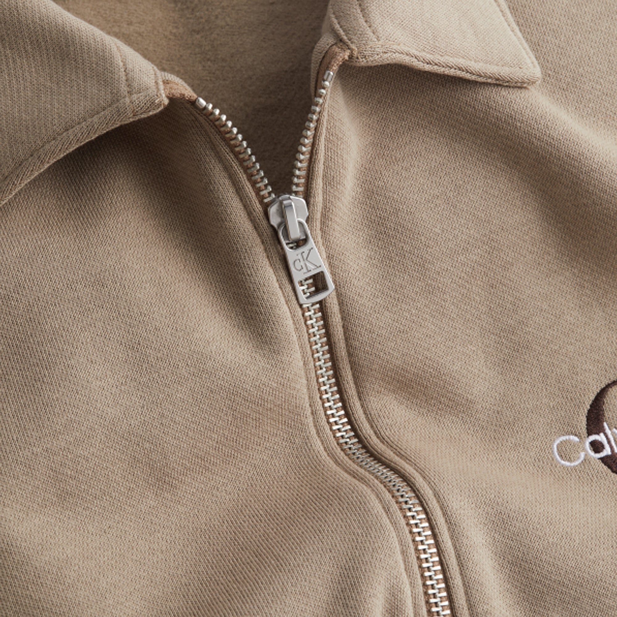 Calvin Klein Monogram Logo Quarter Zip - Perfect Taupe