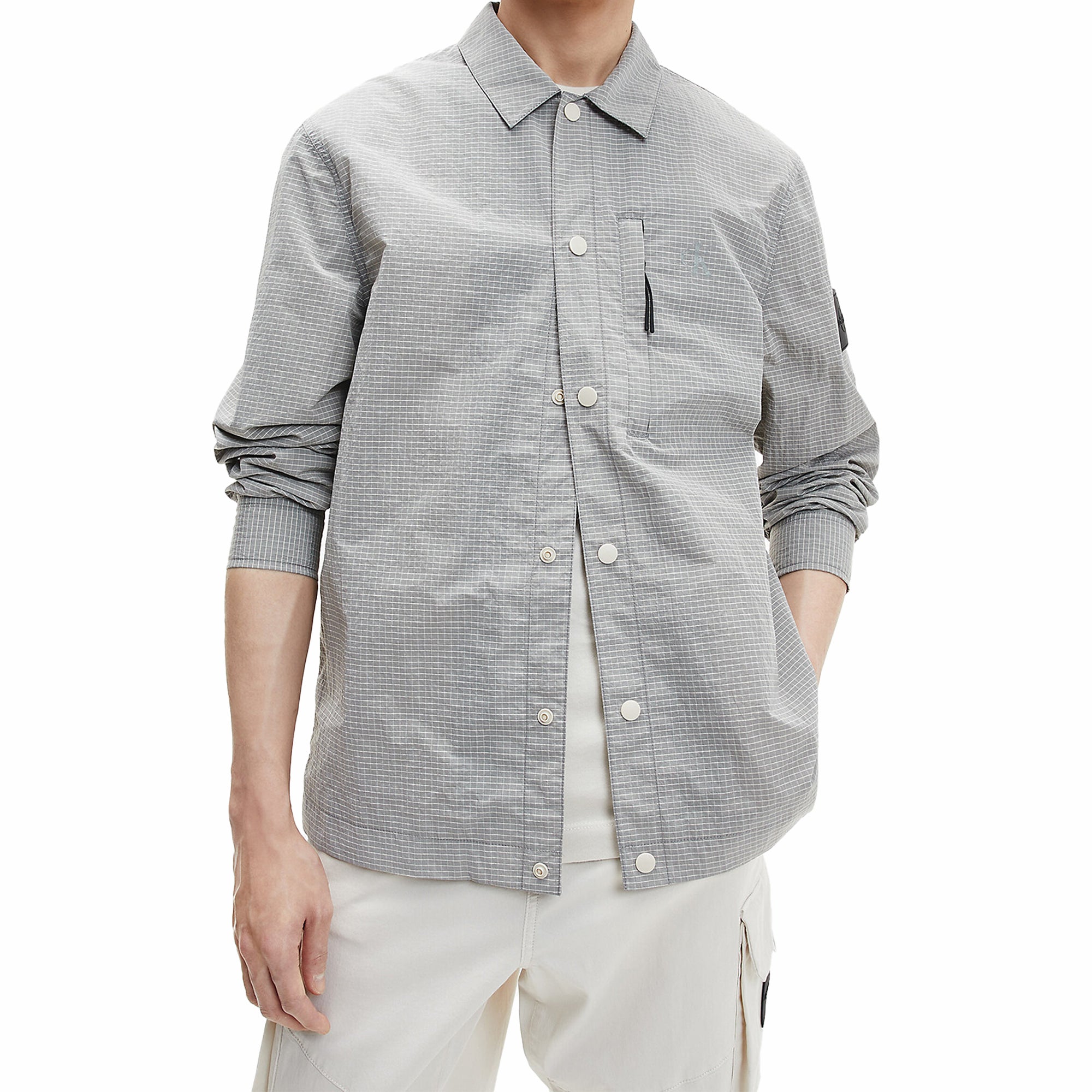 Calvin Klein Ripstop Overshirt - Eggshell Grey