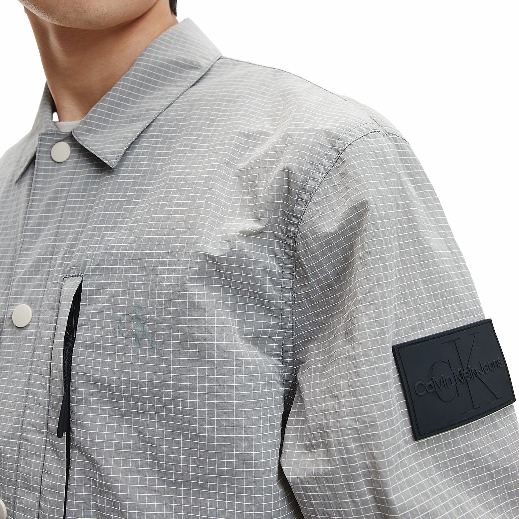 Calvin Klein Ripstop Overshirt - Eggshell Grey