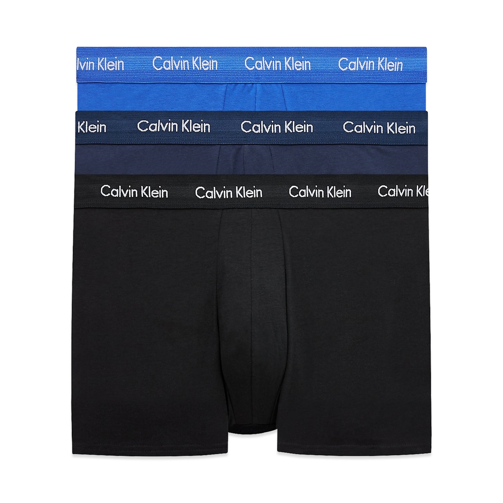 Calvin Klein Low Rise Cotton Stretch Trunks - Black/Blue/Blue
