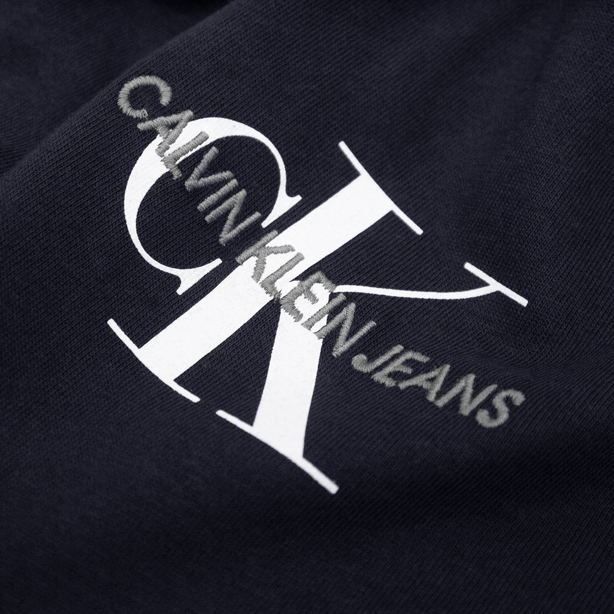 Calvin Klein Monogram Embroidered Chest Logo T-Shirt - Navy