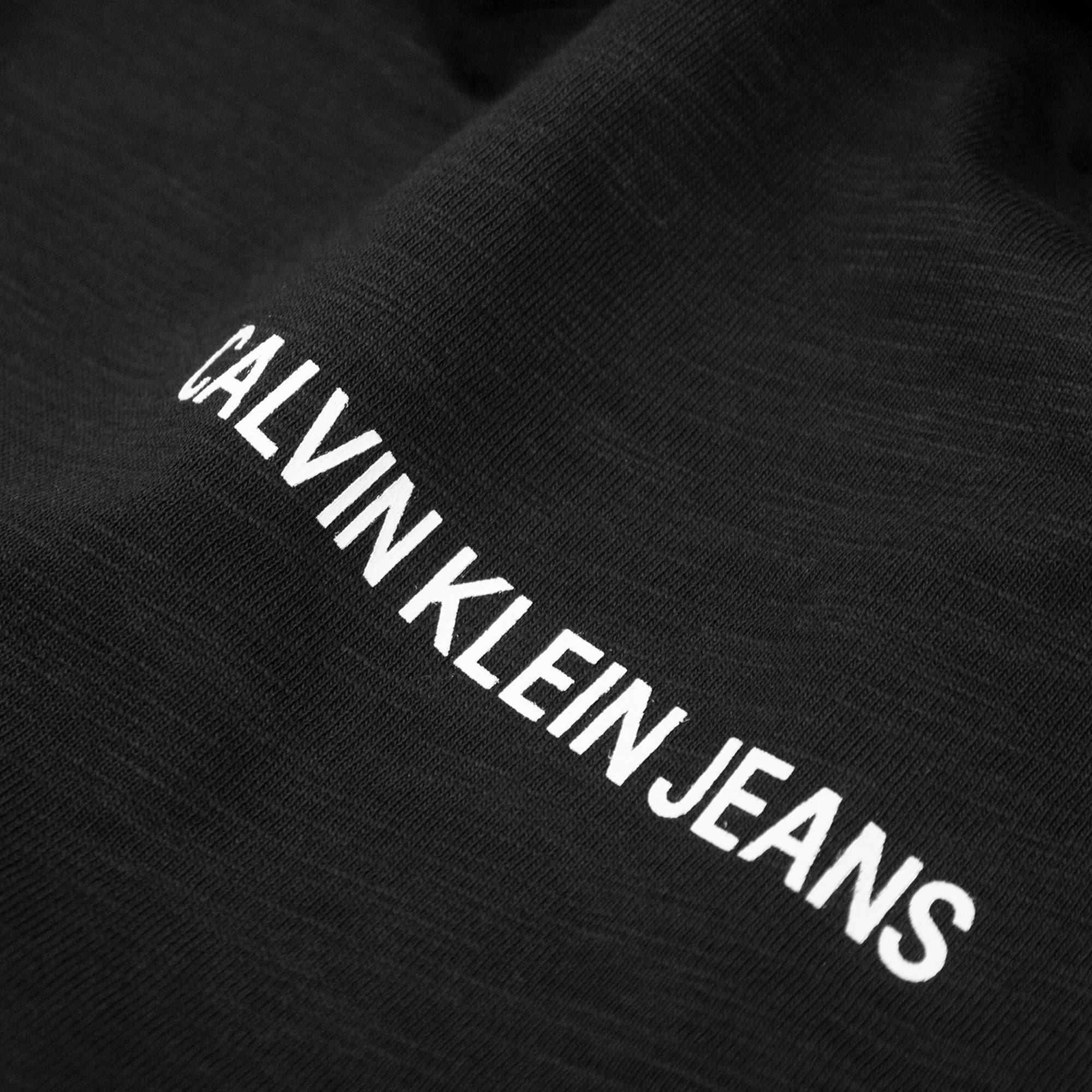Calvin Klein Slub Fabric Institutional Chest Logo T-Shirt - Black
