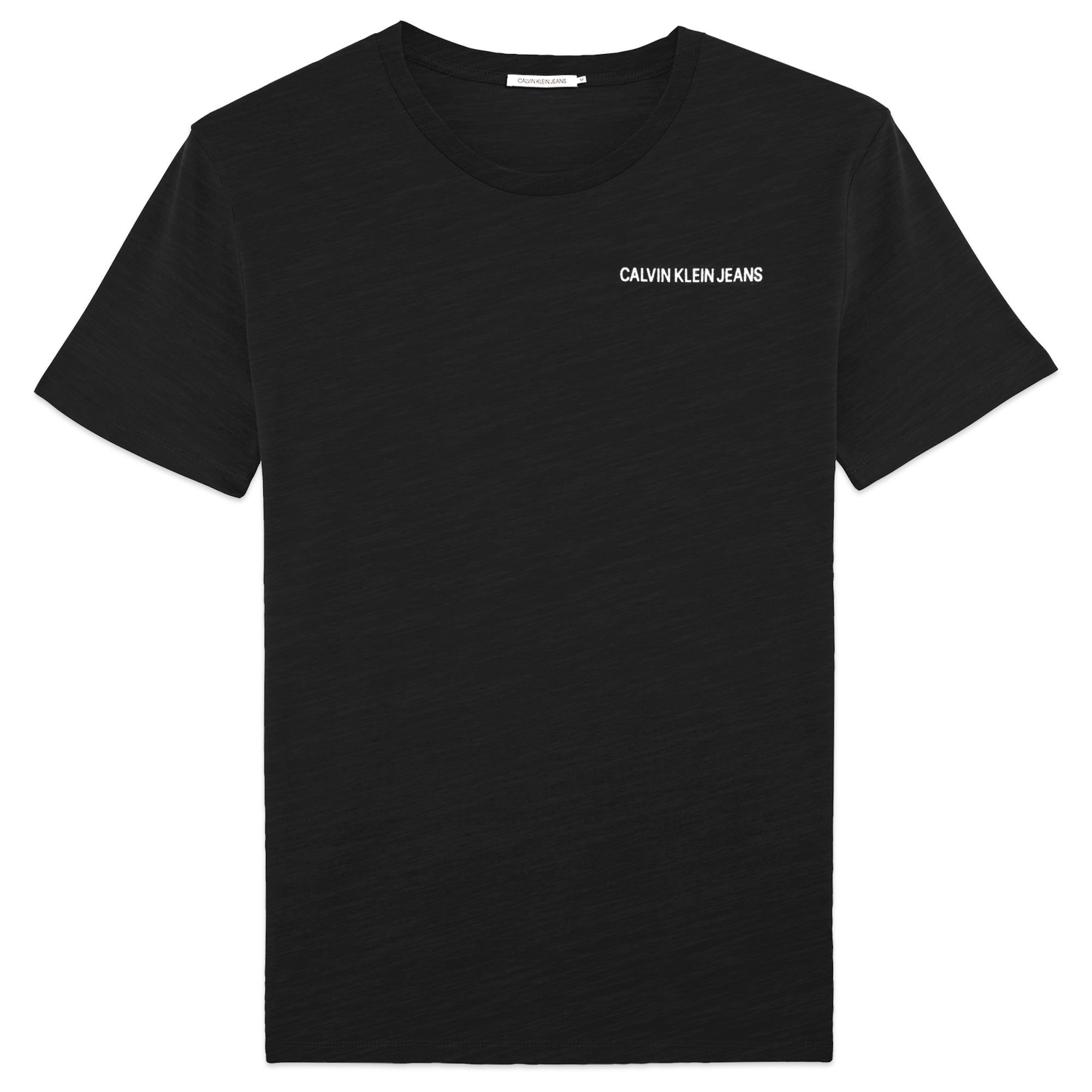 Calvin Klein Slub Fabric Institutional Chest Logo T-Shirt - Black