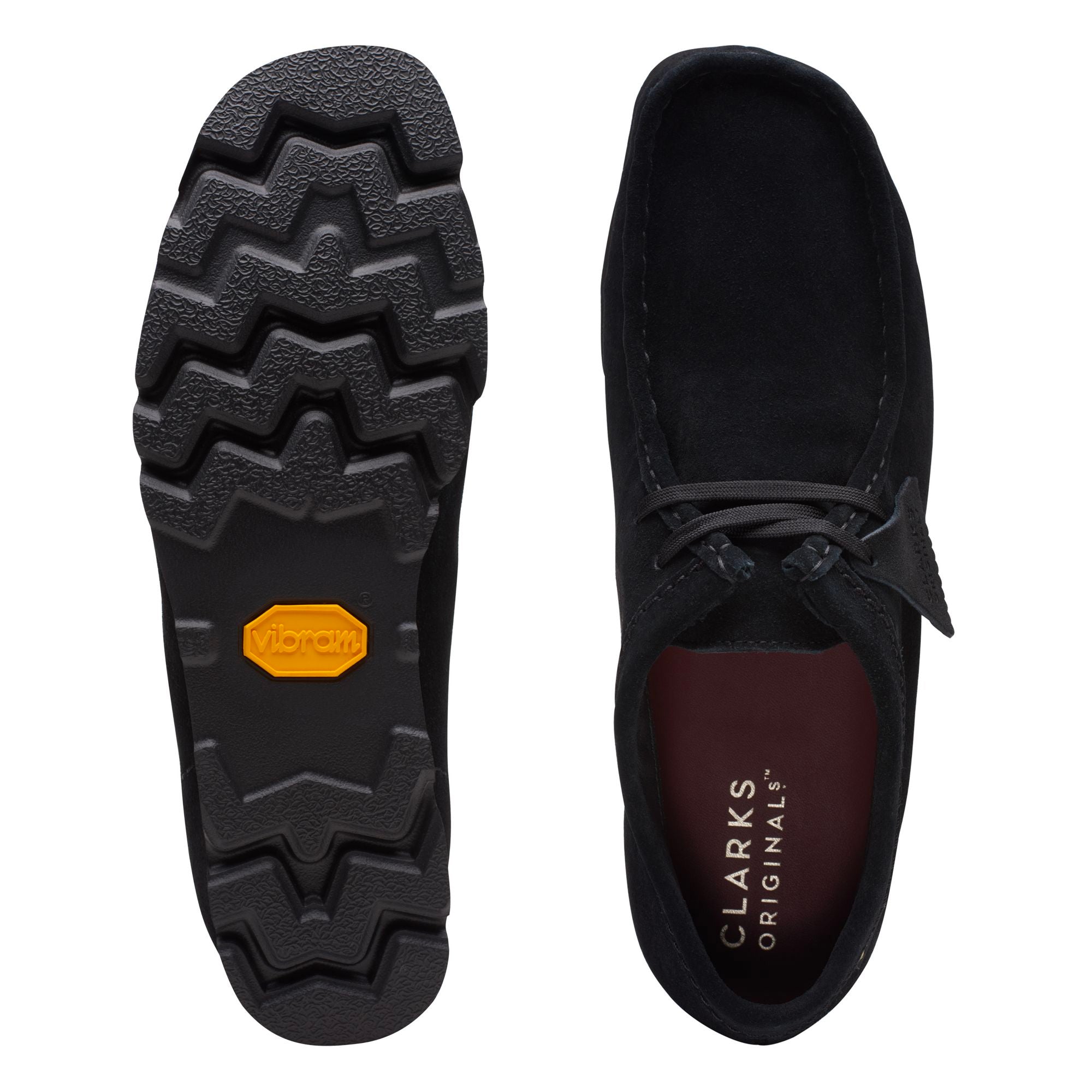 Clarks wallabees suede black sale