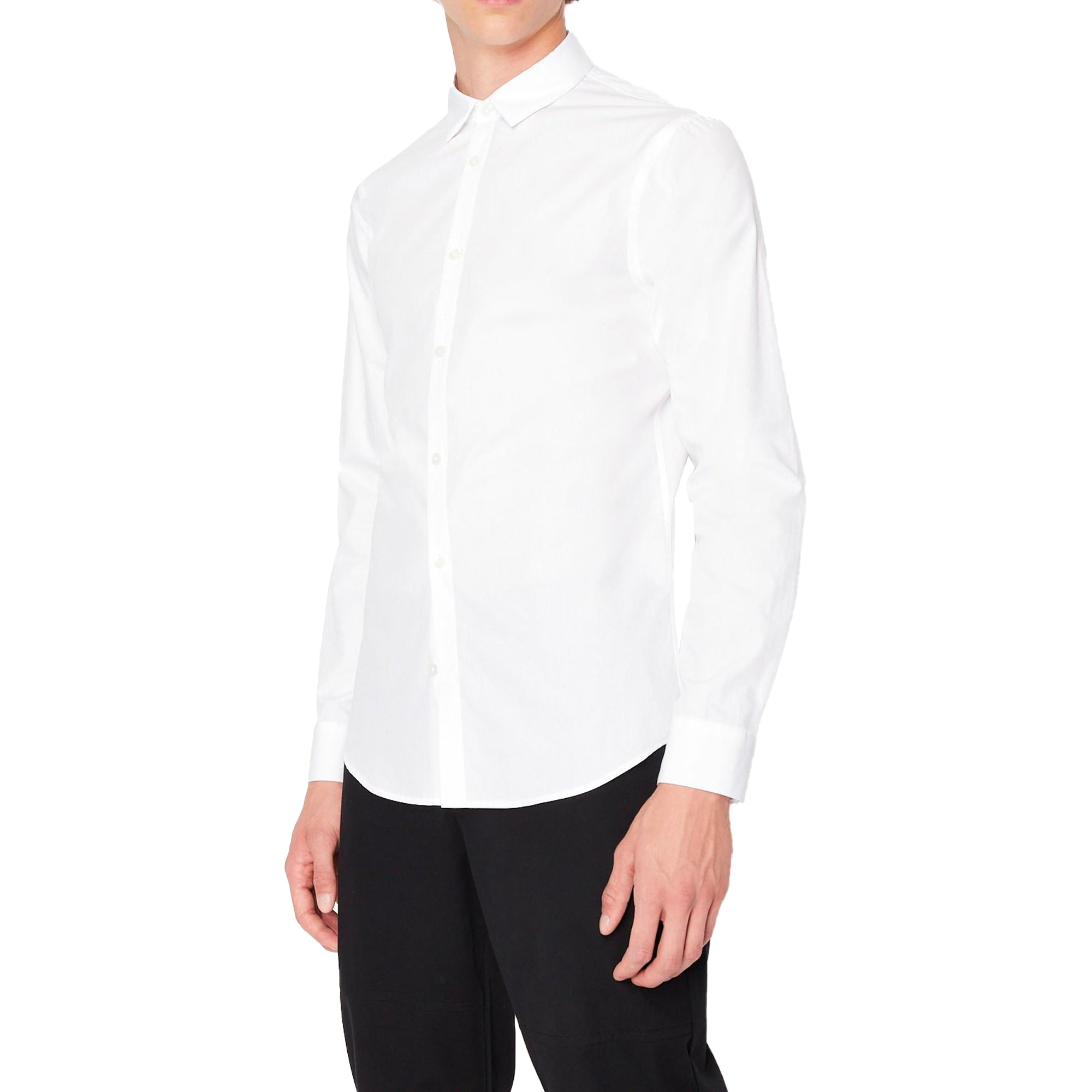 Armani Exchange Cotton Stretch Long Sleeve Shirt - White