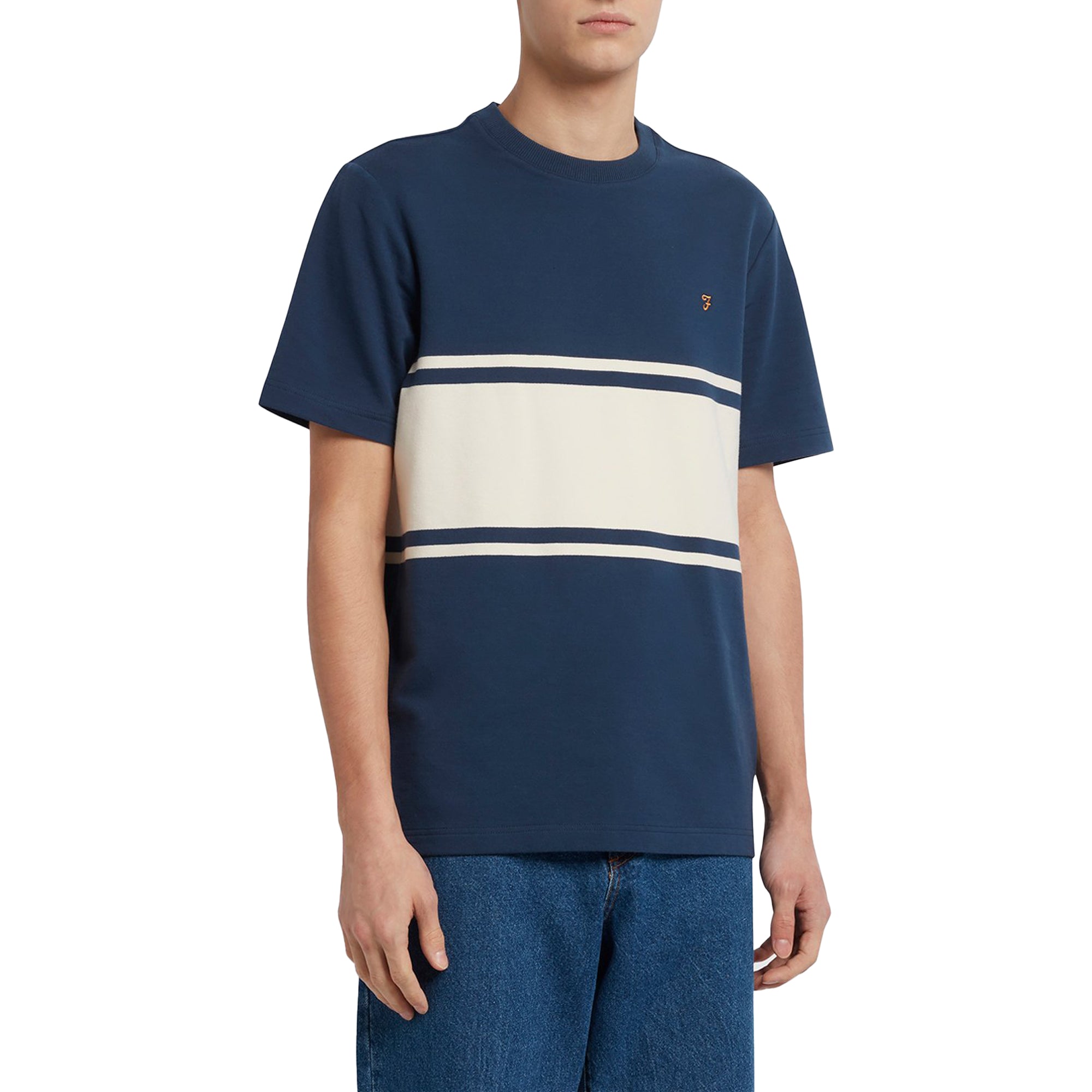 Farah Belair Block Stripe T-Shirt - Yale Blue