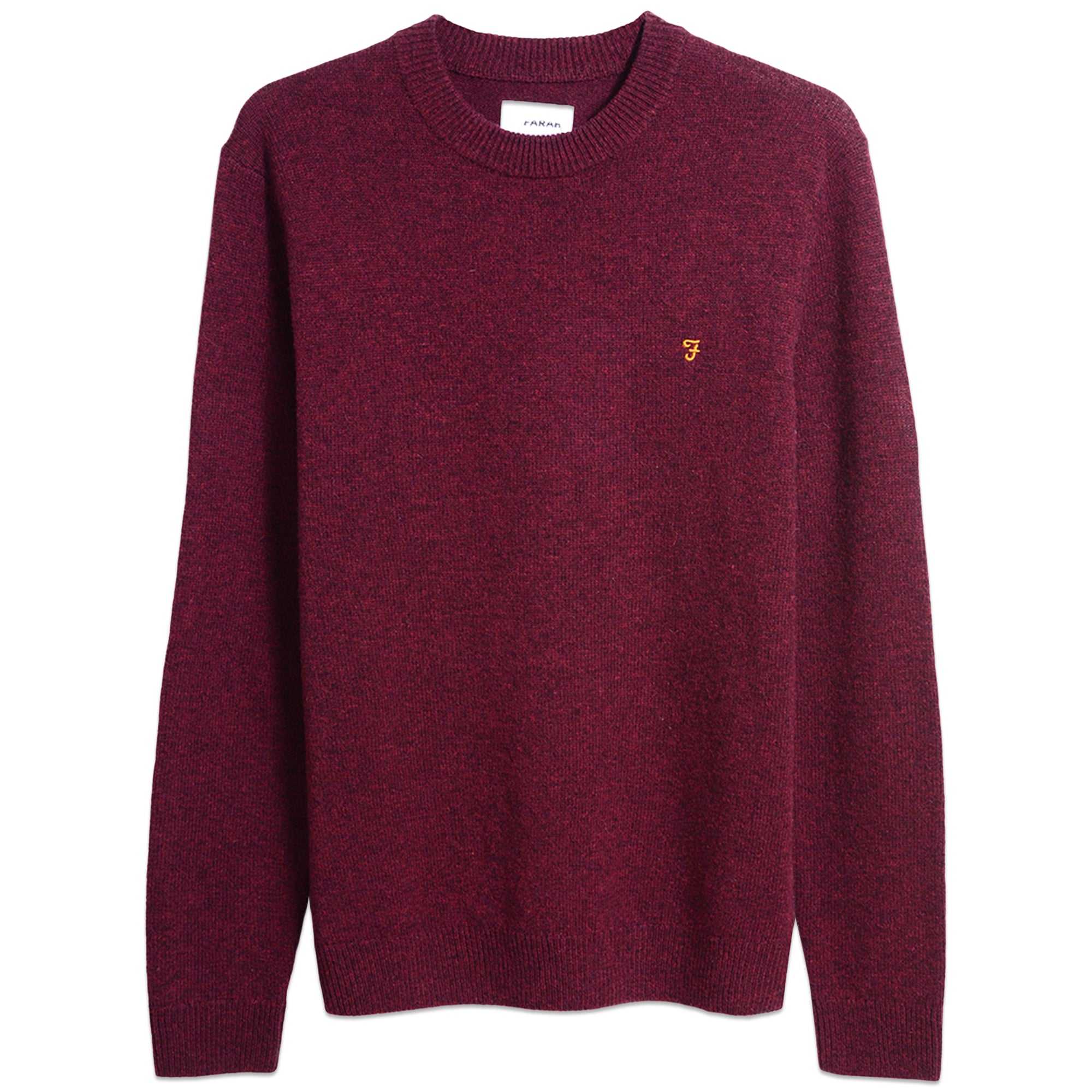 Farah Birchall Lambswool Crew Jumper - Burgundy Marl