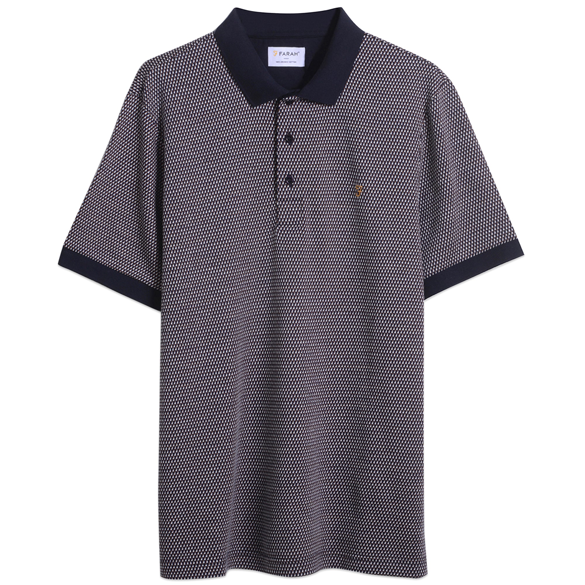 Farah Camden Jacquard Check Polo - True Navy