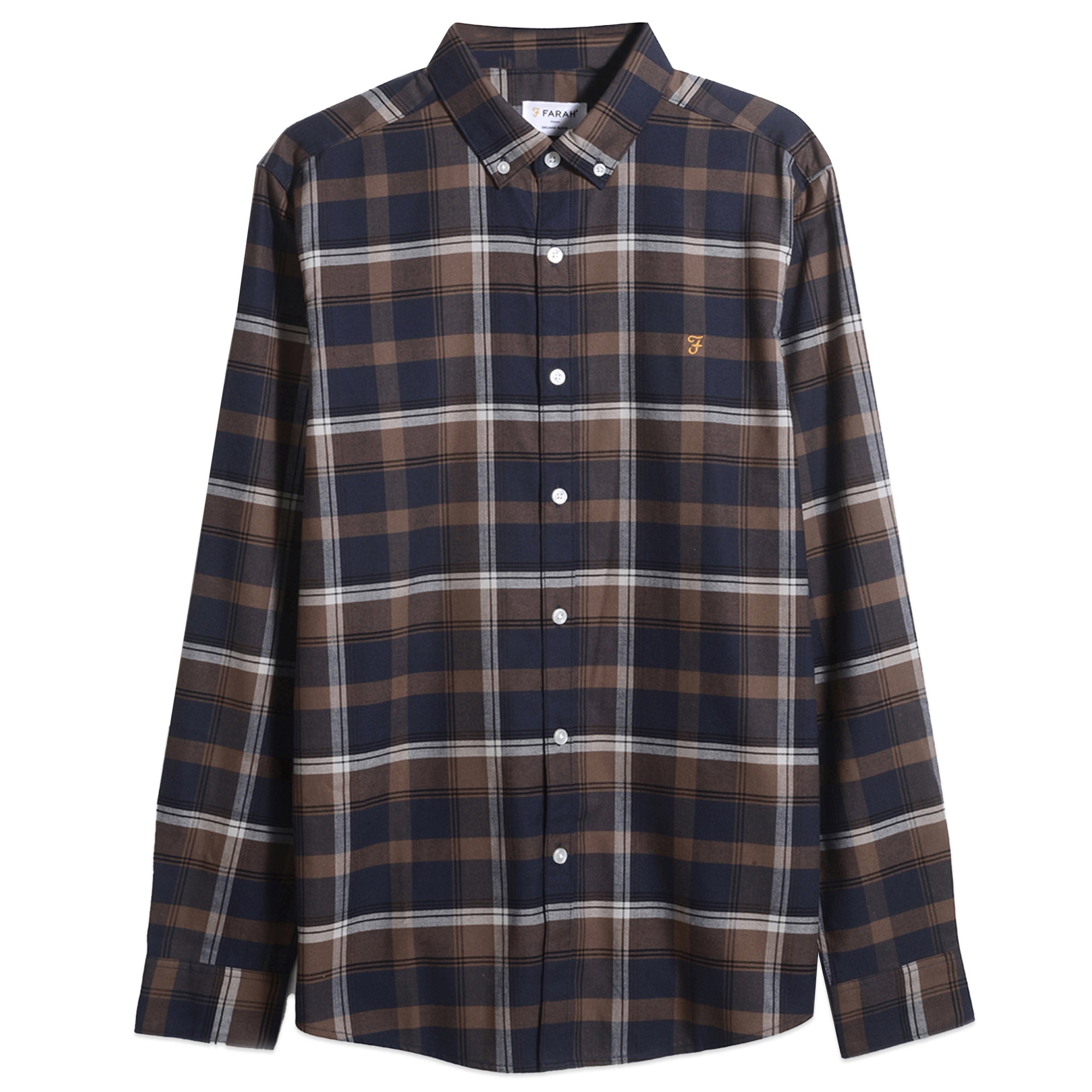 Farah Jean Check Long Sleeve Shirt - Mocha Brown