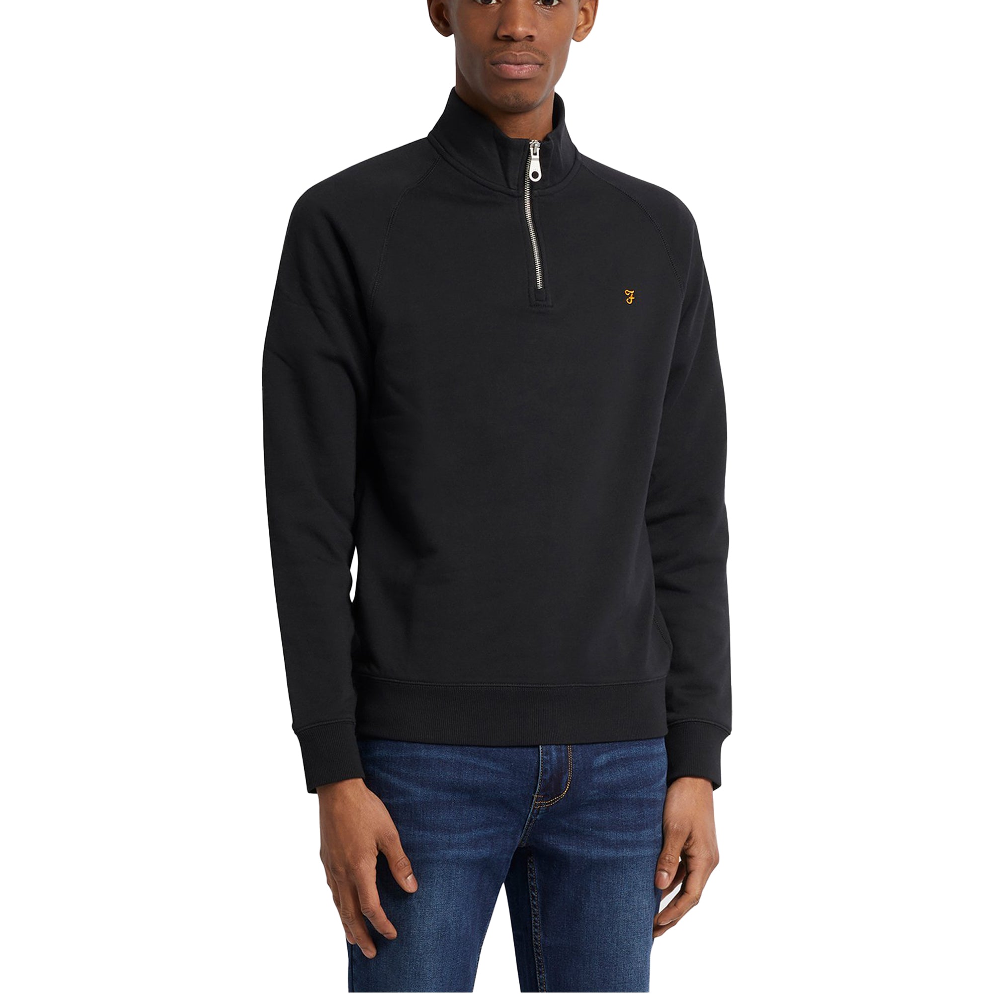 Farah New Jim 1/4 Zip Cotton Sweat - Black