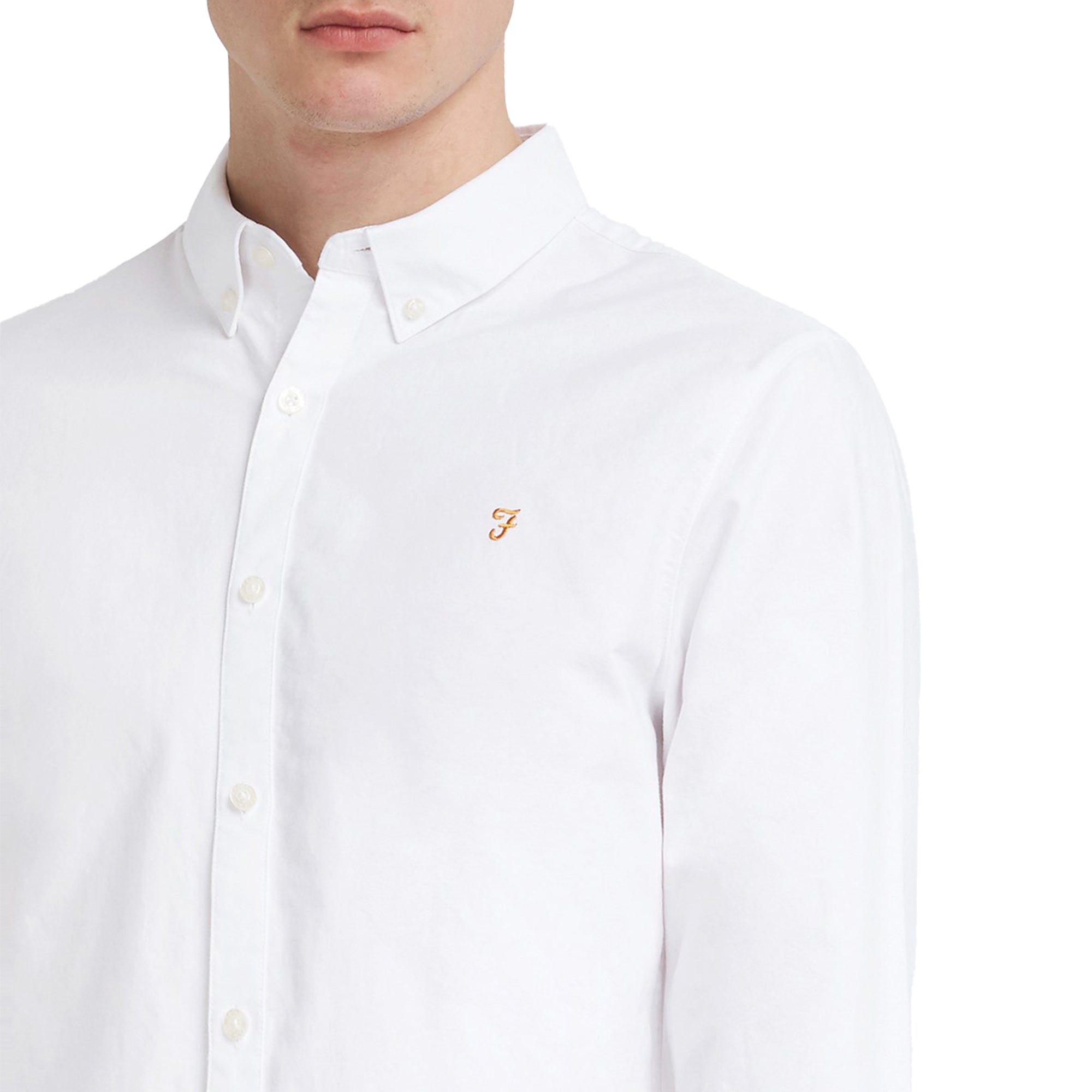 Farah Brewer New Slim Fit Oxford Shirt - White