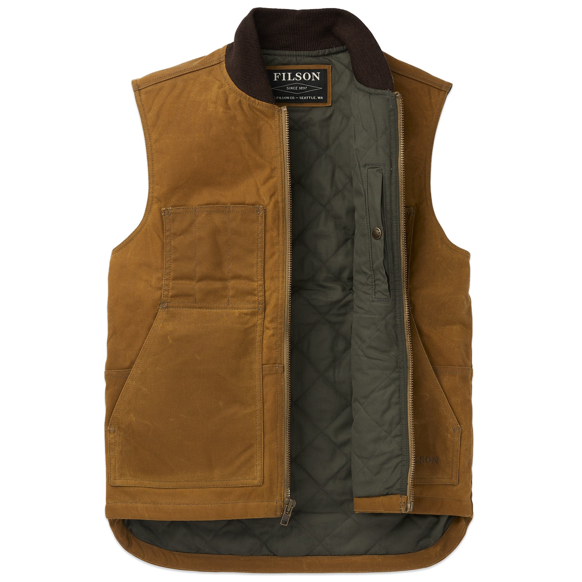Filson Tin Cloth Insulated Work Vest Gilet - Dark Tan