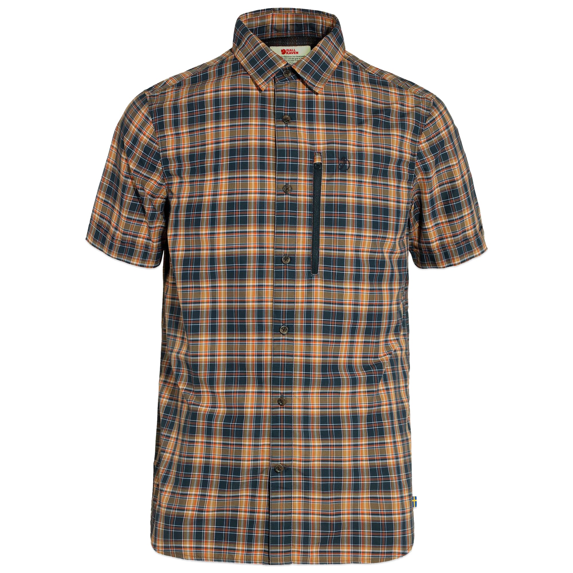 Fjallraven Abisko Hike Short Sleeve Shirt - Dark Navy / Buckwheat Brown