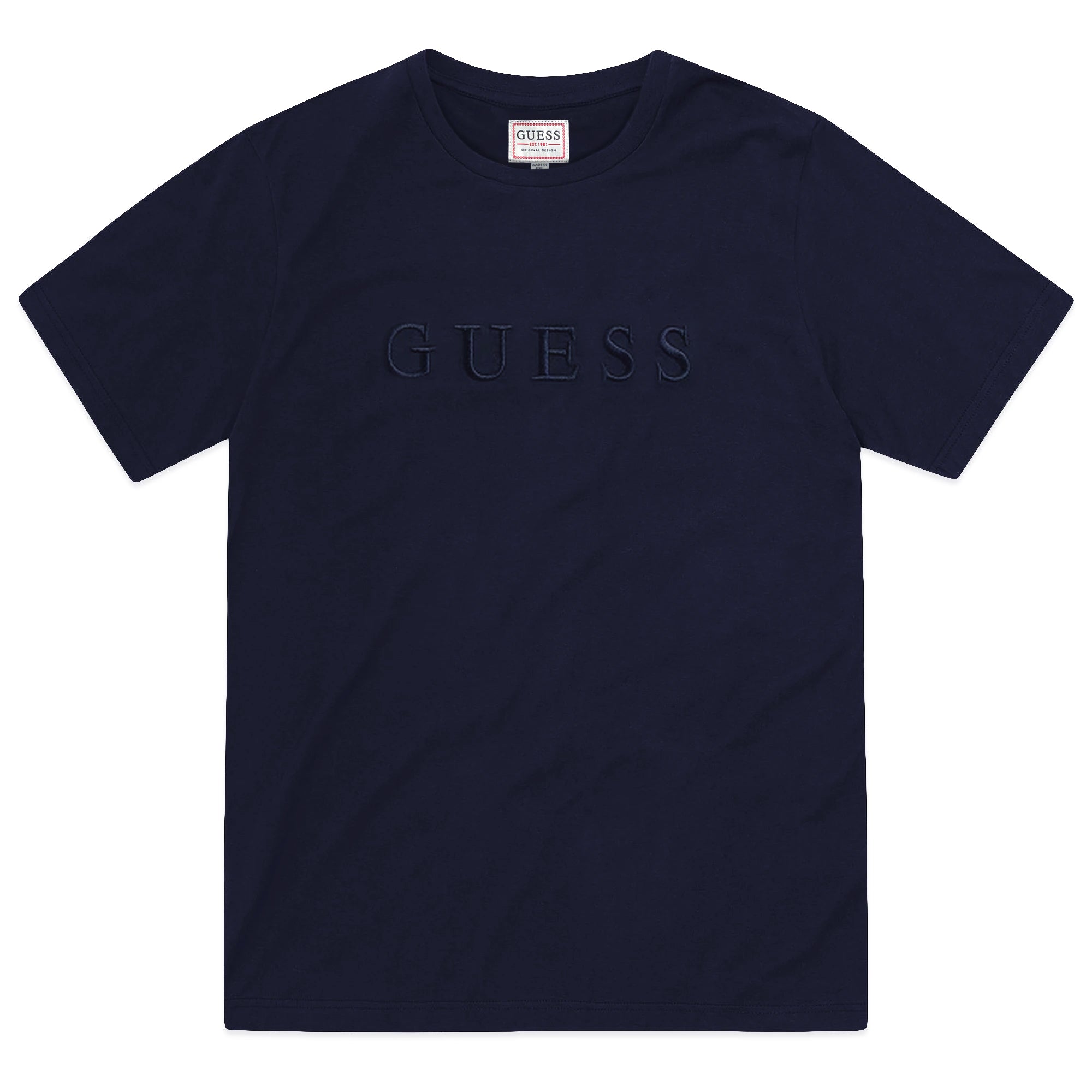 Guess Pima Cotton Embroidery Logo T-Shirt - Navy
