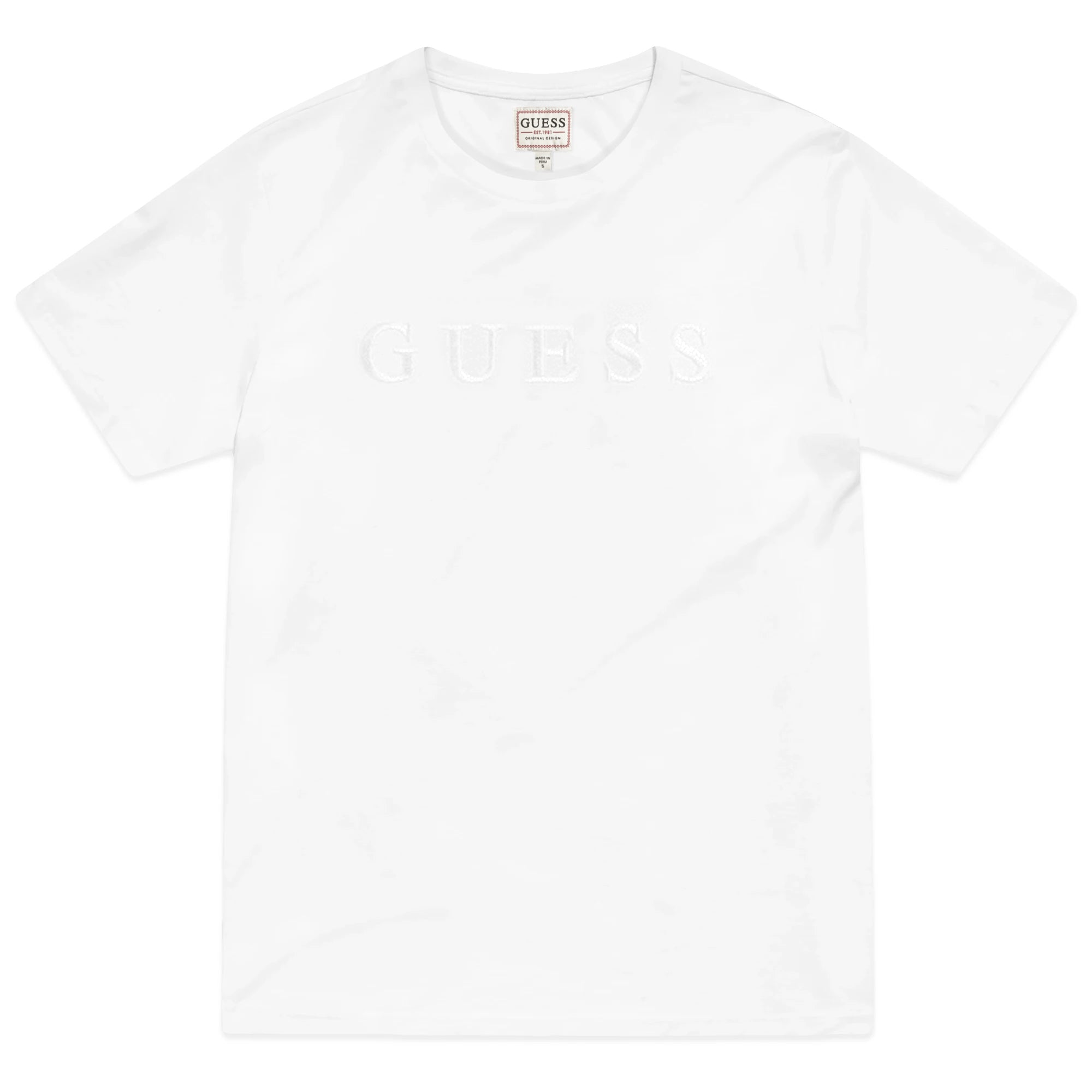 Guess Pima Cotton Embroidery Logo T-Shirt - White