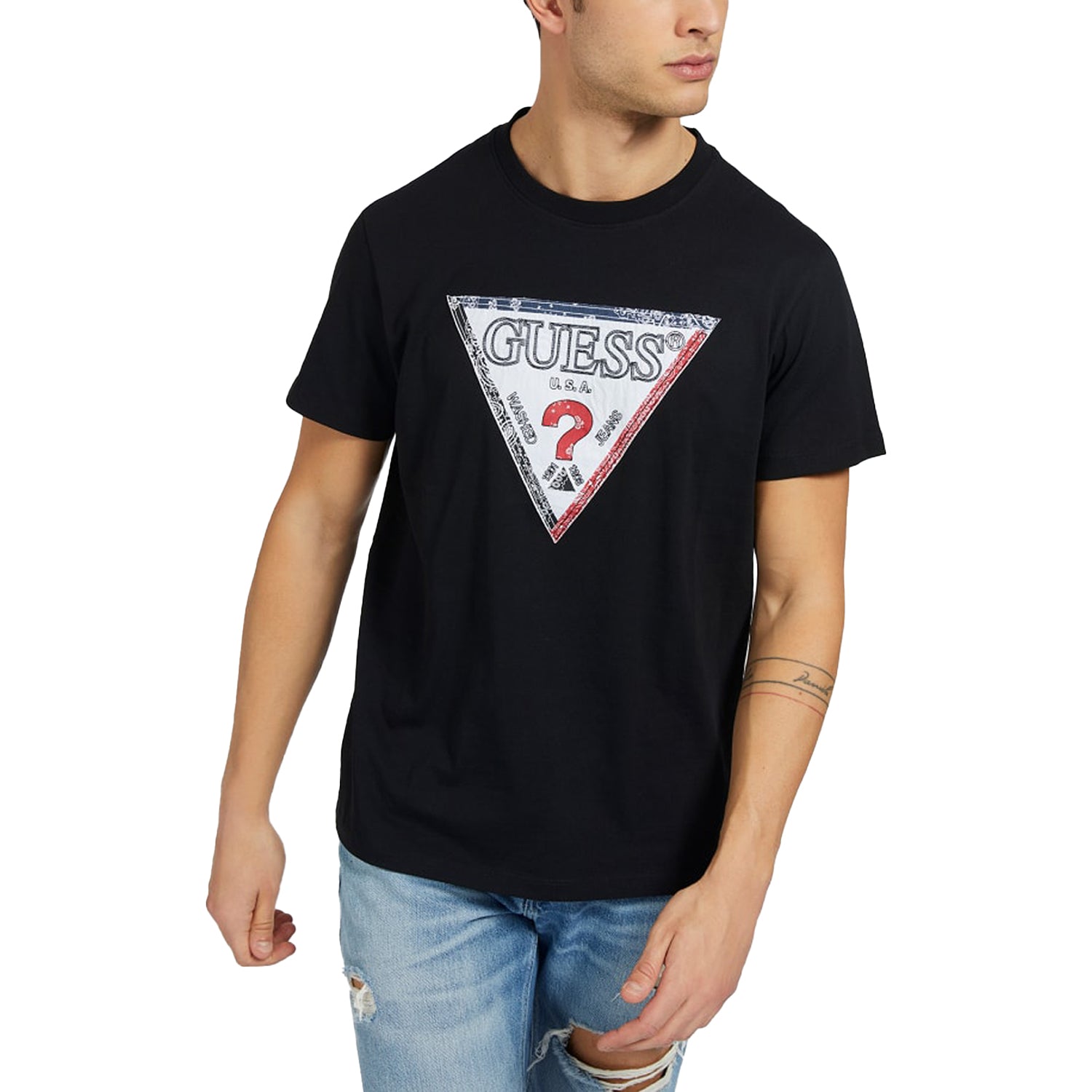 Guess Triesley Logo Print T-Shirt - Black