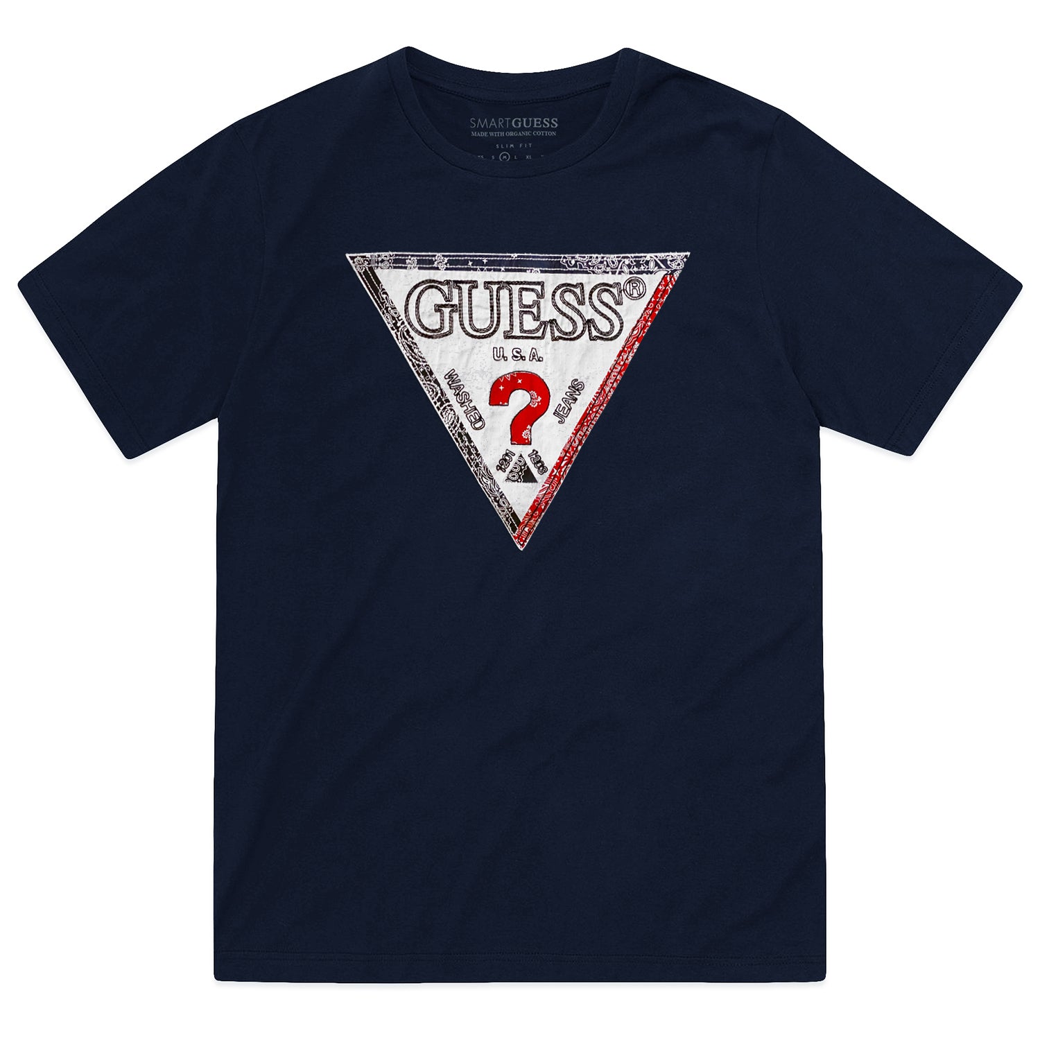 Guess Triesley Logo Print T-Shirt - Navy