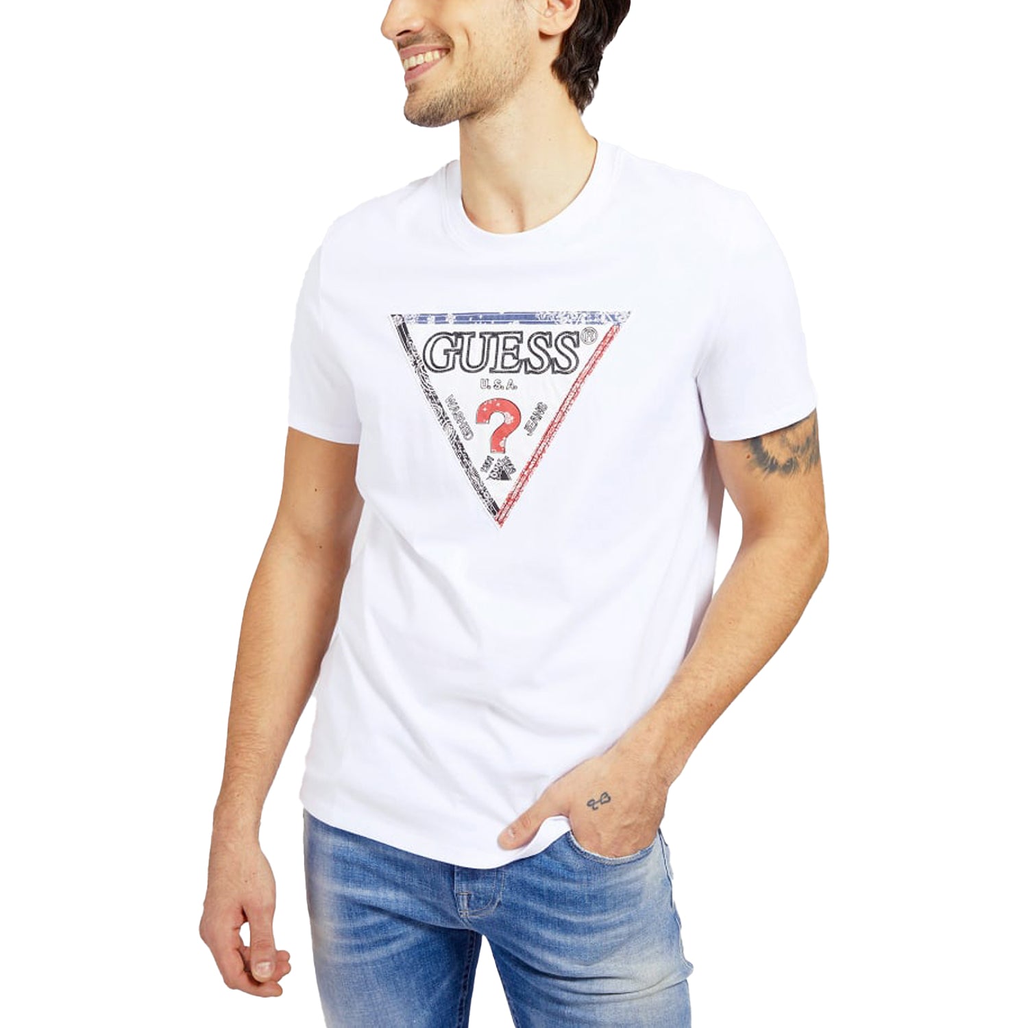 Guess Triesley Logo Print T-Shirt - White