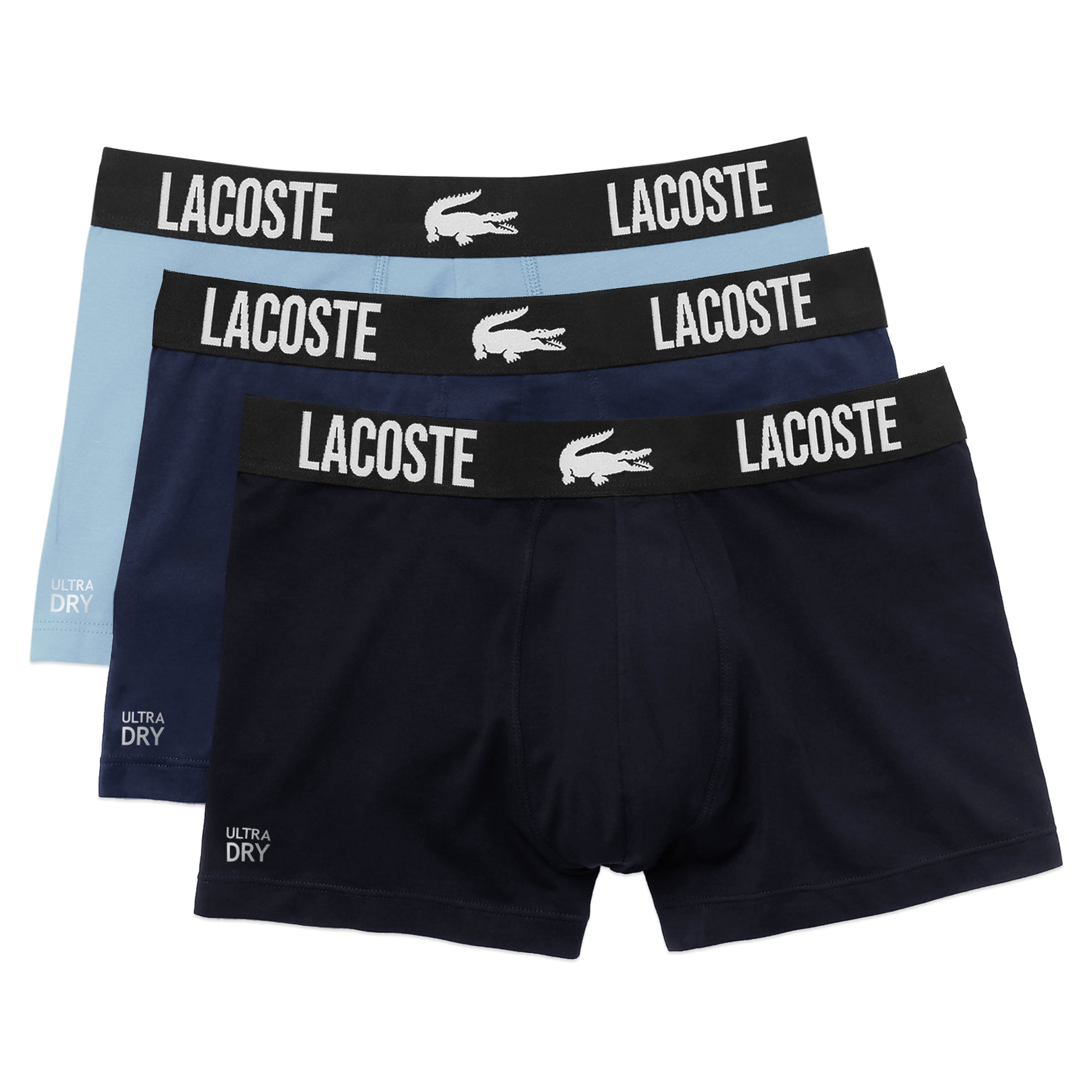 Lacoste 3 Pack Cotton Stretch Trunks 5H1309 - Royal/Sky/Navy