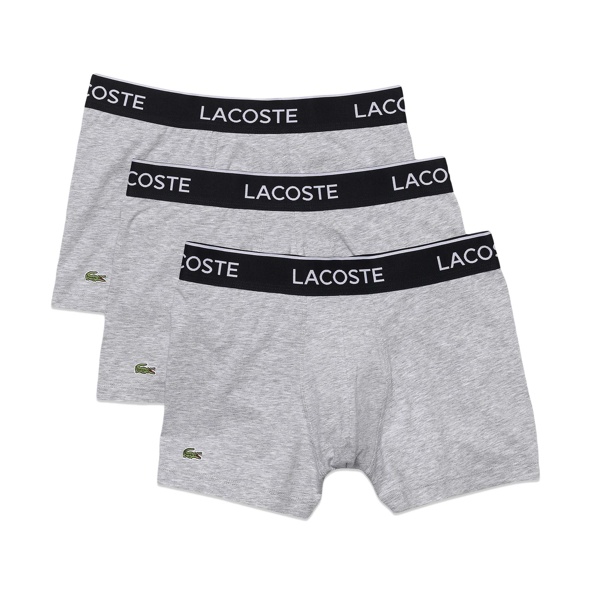 Lacoste 3 Pack Cotton Stretch Trunks - Grey Chine