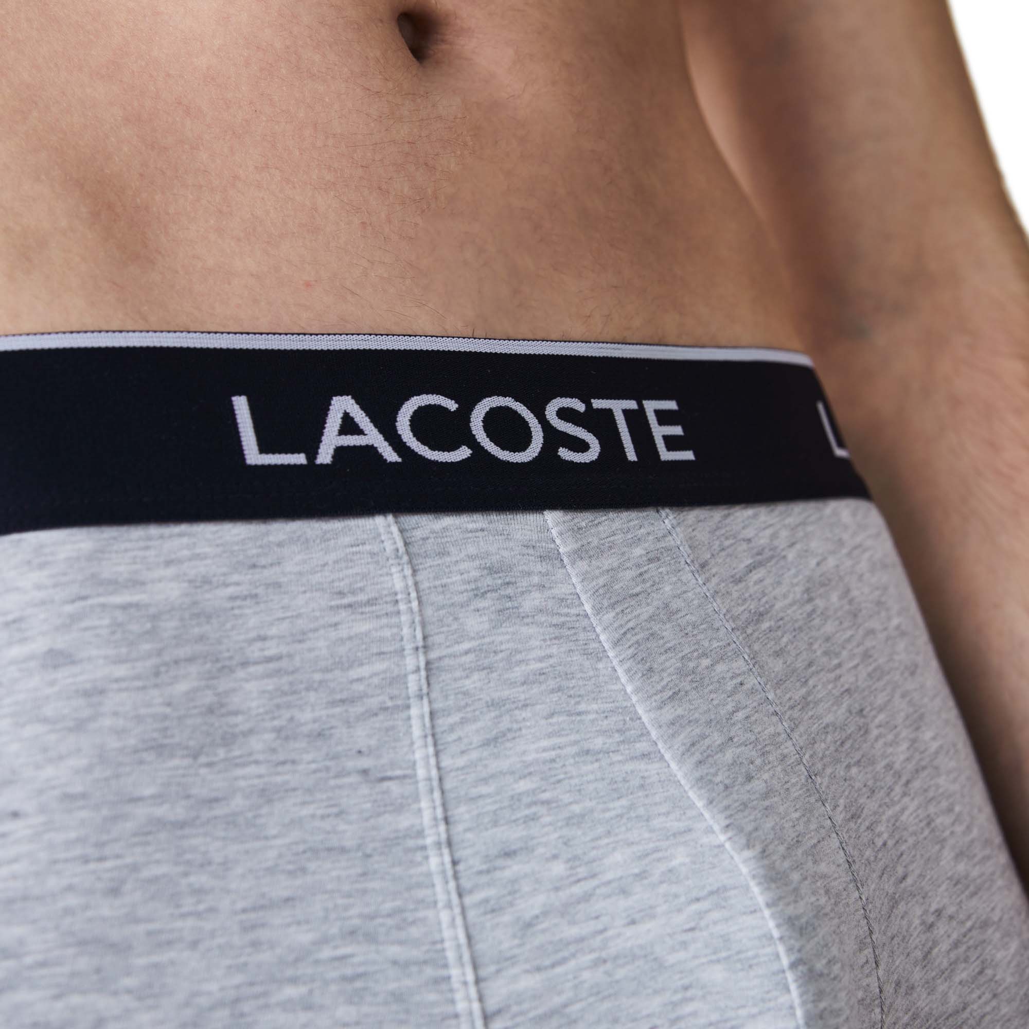 Lacoste 3 Pack Cotton Stretch Trunks - Grey Chine