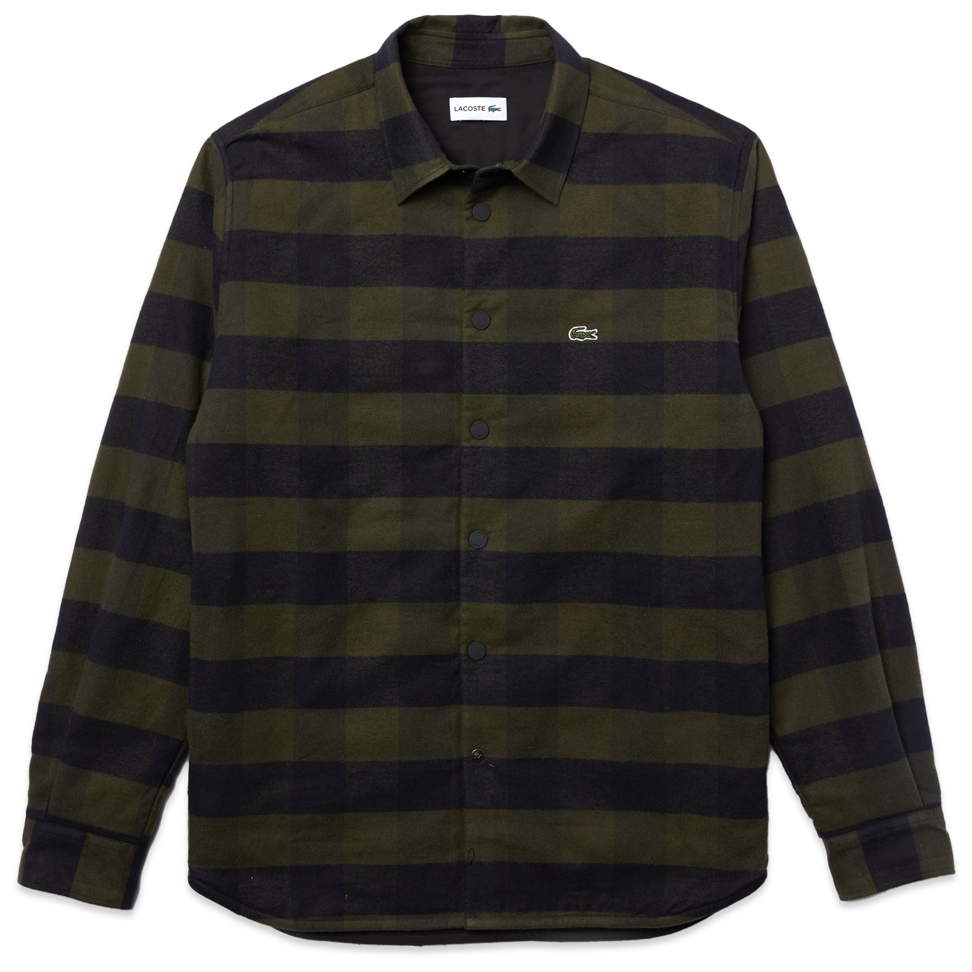 Lacoste Checked Quilted Cotton Flannel Overshirt CH3008 - Khaki Green