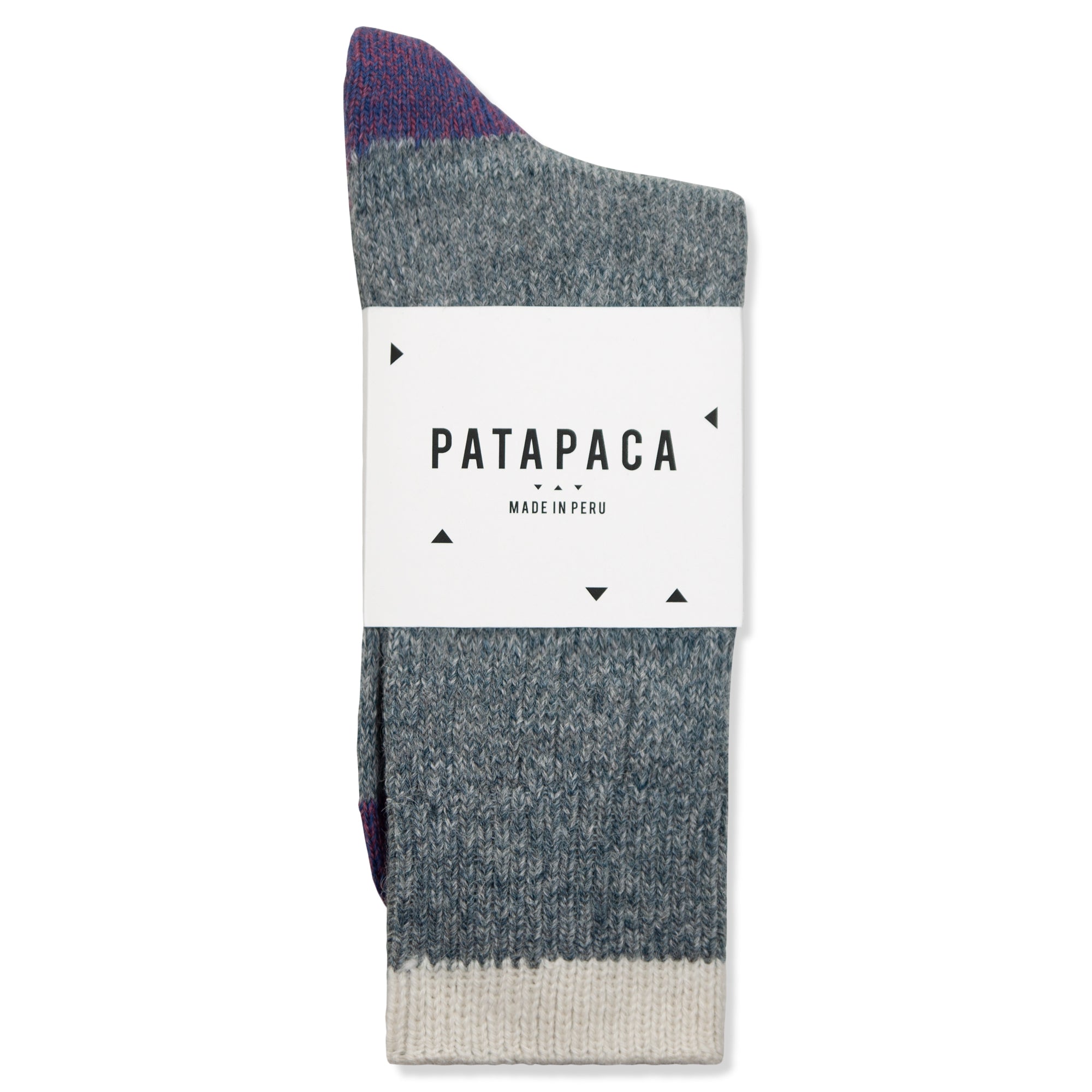 Patapaca Heavyweight Melange Socks - Grey/Wine