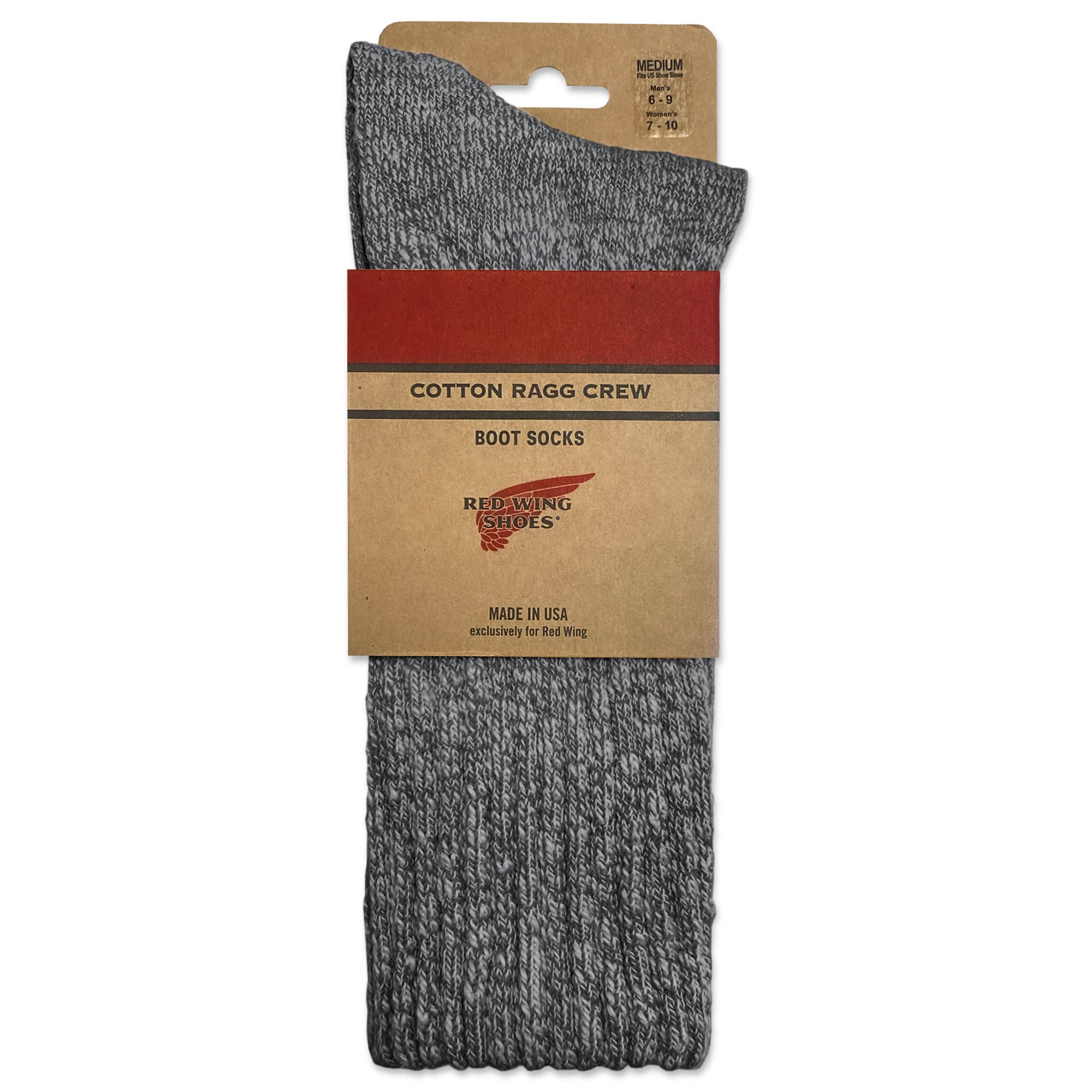 Red Wing Cotton Ragg Crew Boot Sock - Black