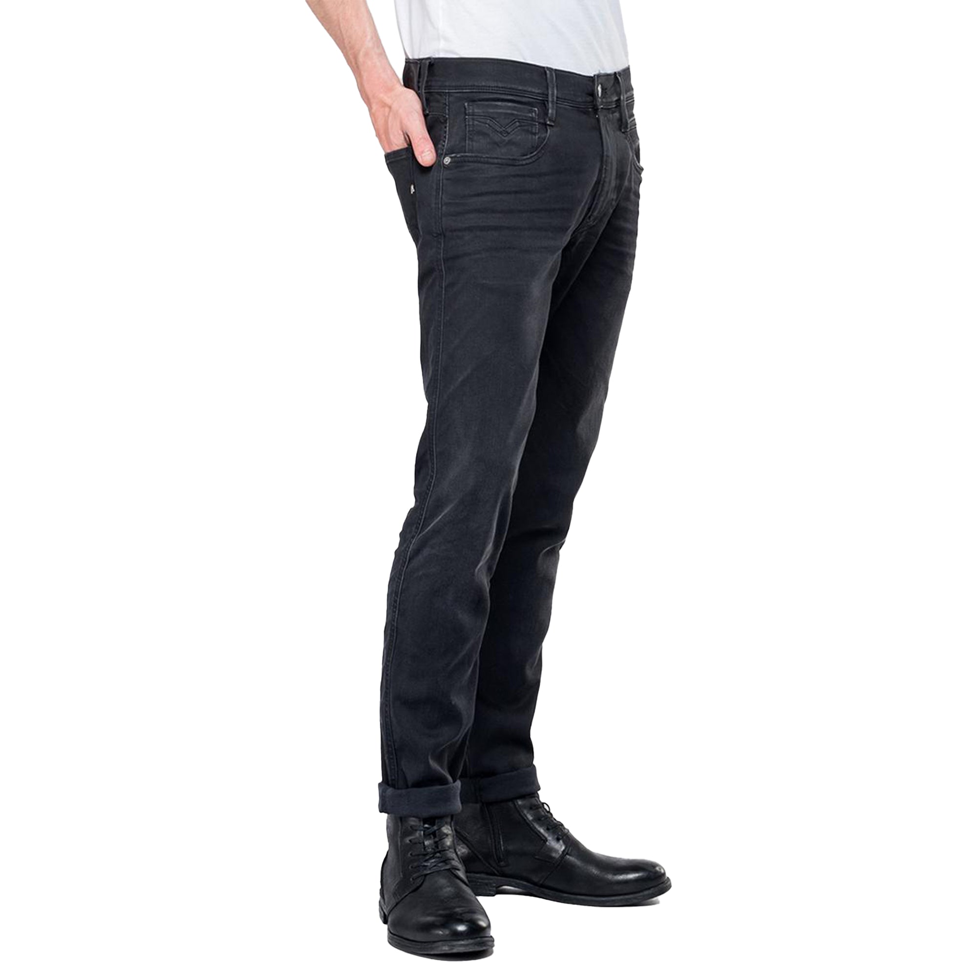 Replay Hyperflex Anbass CLOUDS Edition Slim Fit Jeans - Washed Black