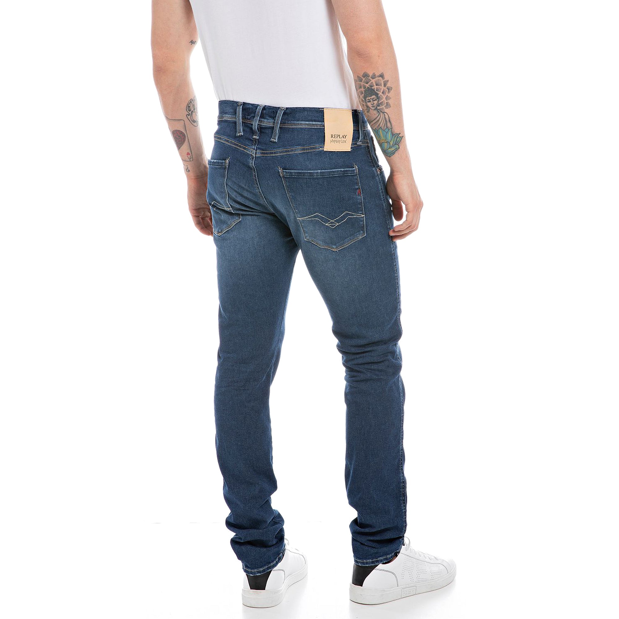 Replay Hyperflex Re-Used Slim Tapered Jeans - Original Blue