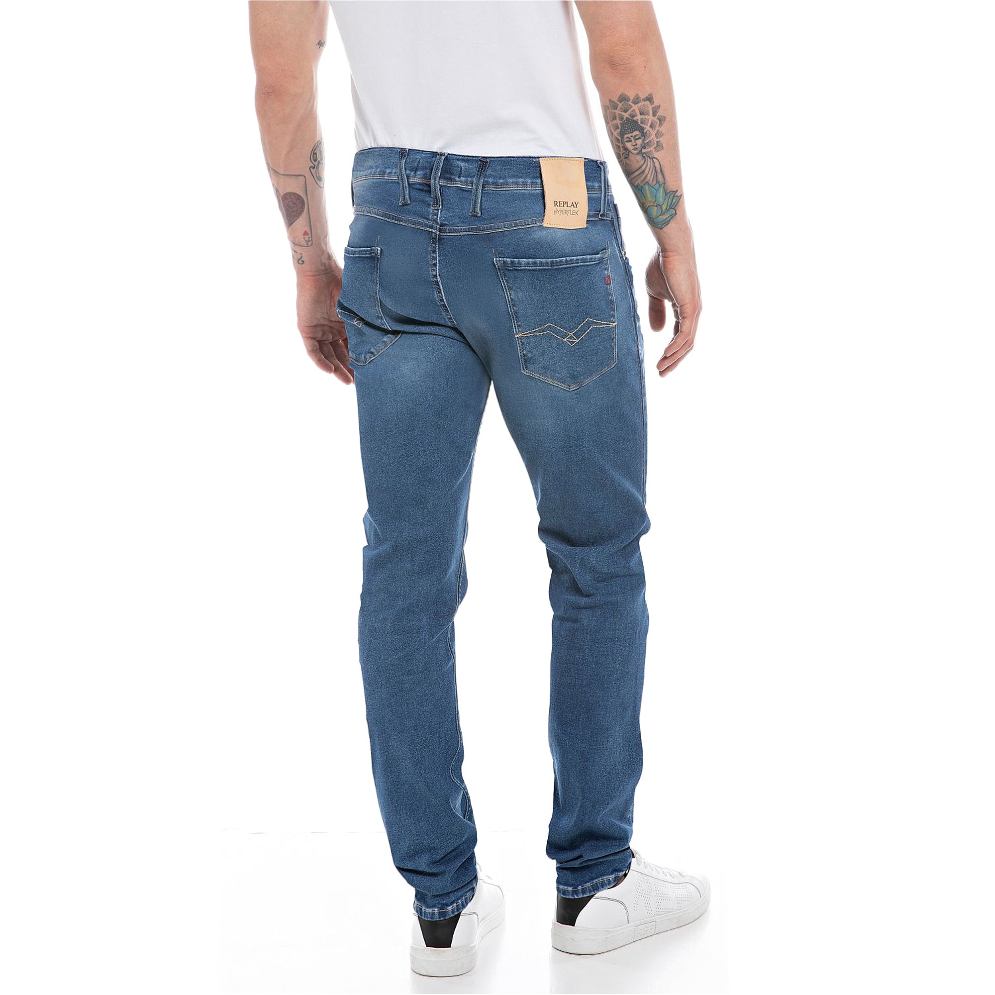 Replay Hyperflex Re-Used Anbass Slim Tapered Jeans - Stonewash Blue