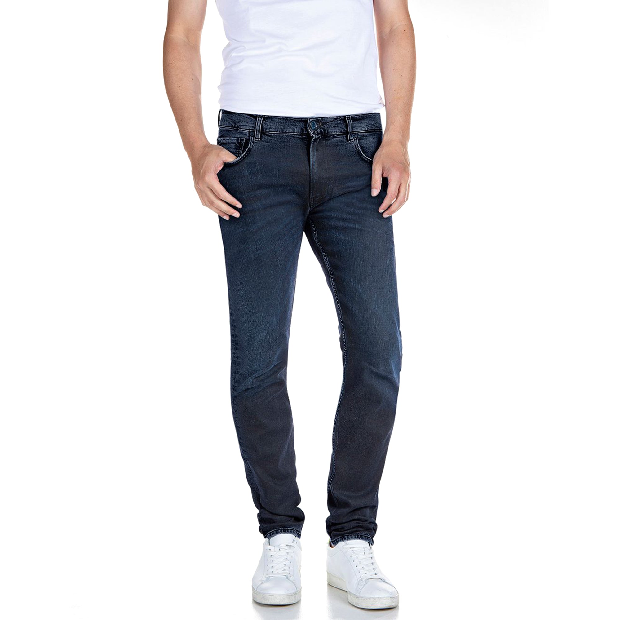 Replay Hyperflex Re-Used Mickym Slim Tapered Jeans - Dark Ink Forever Blue