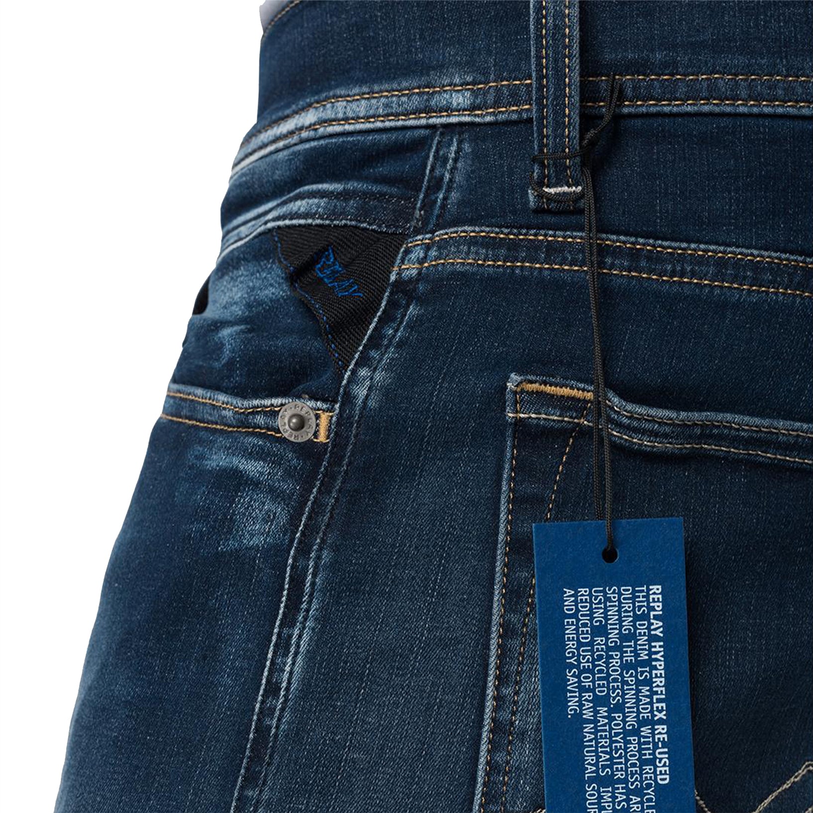 Replay Hyperflex Re-Used XLite Anbass Slim Fit Jeans - Dark Blue