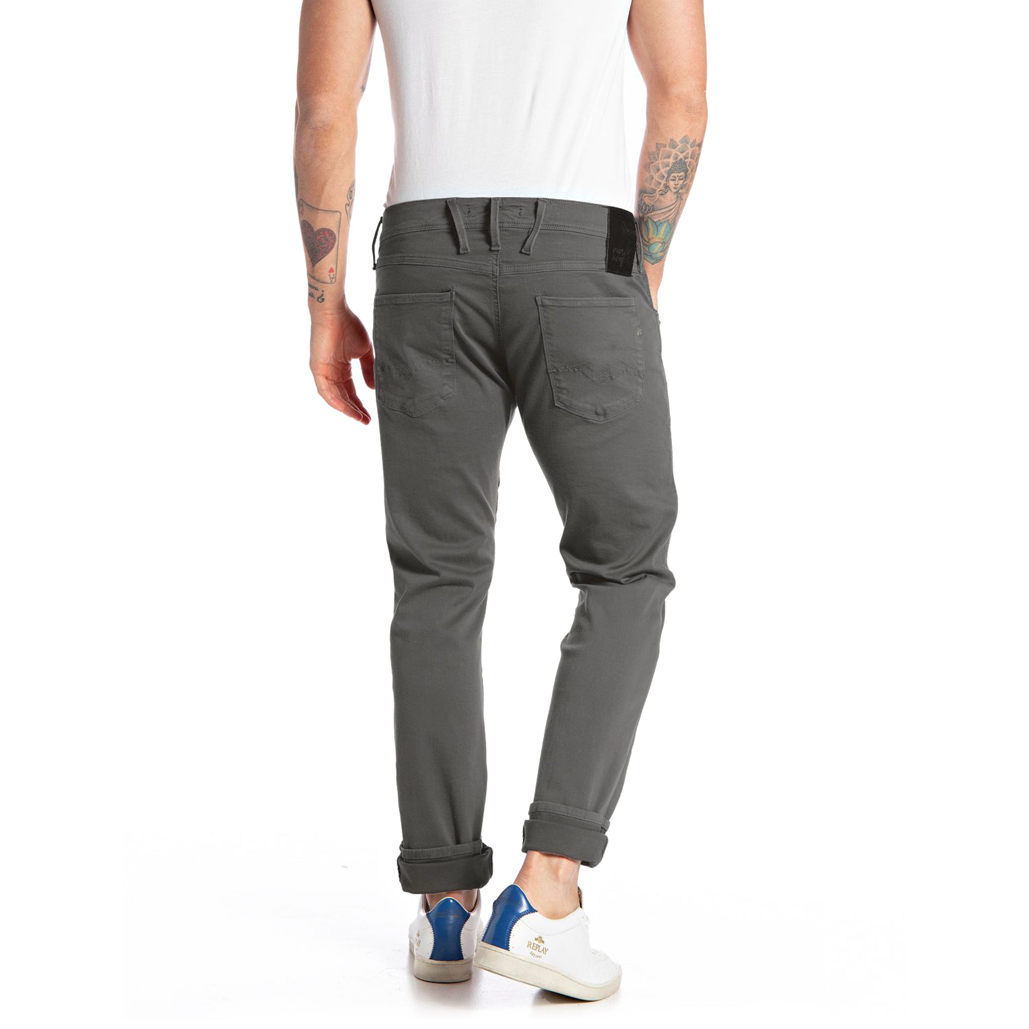 Replay Hyperflex X-Lite Anbass Colour Edition Slim Fit Jeans - Mouse Grey