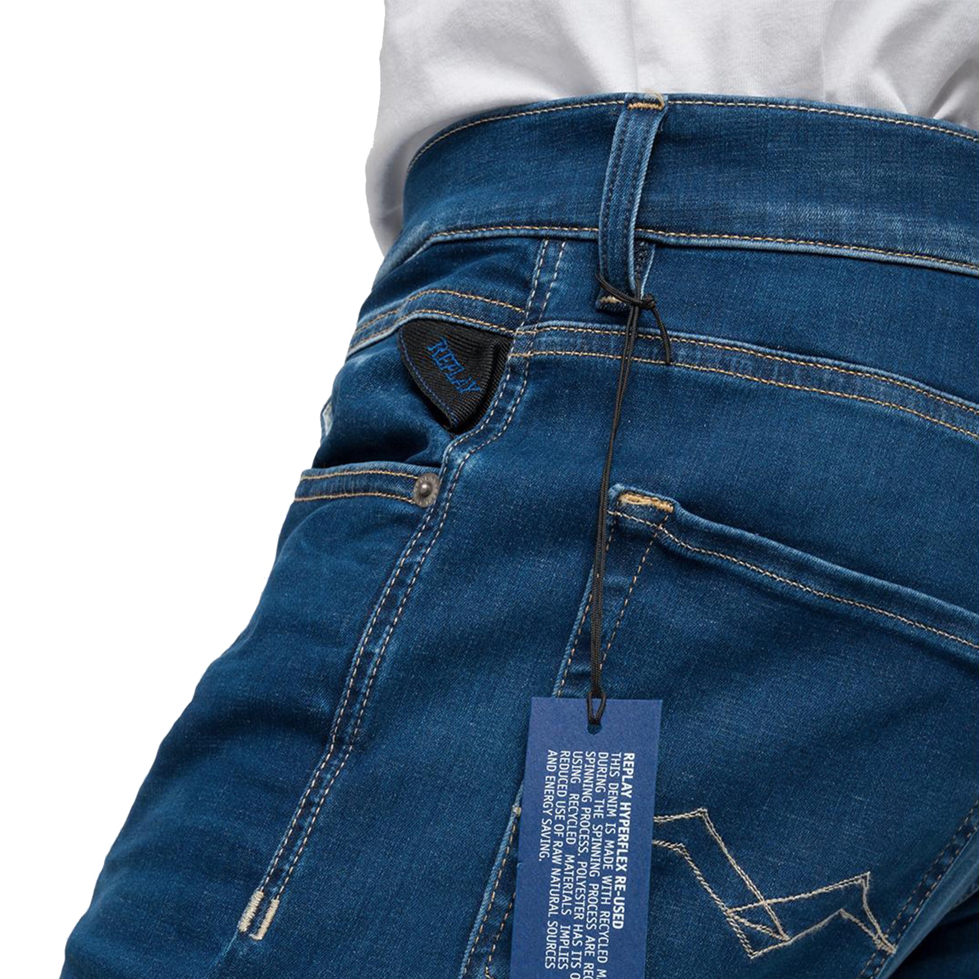 Replay Hyperflex X-Lite Anbass Slim Fit Jeans - Ocean Blue Mid