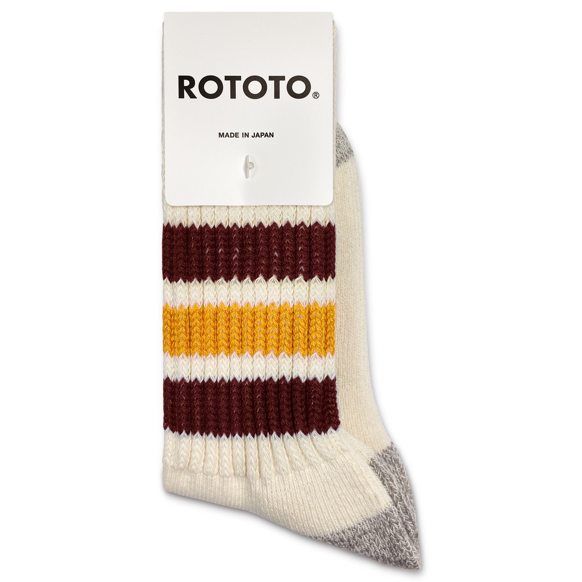 RoToTo Ribbed Old School Socks - Bordeaux/Yellow