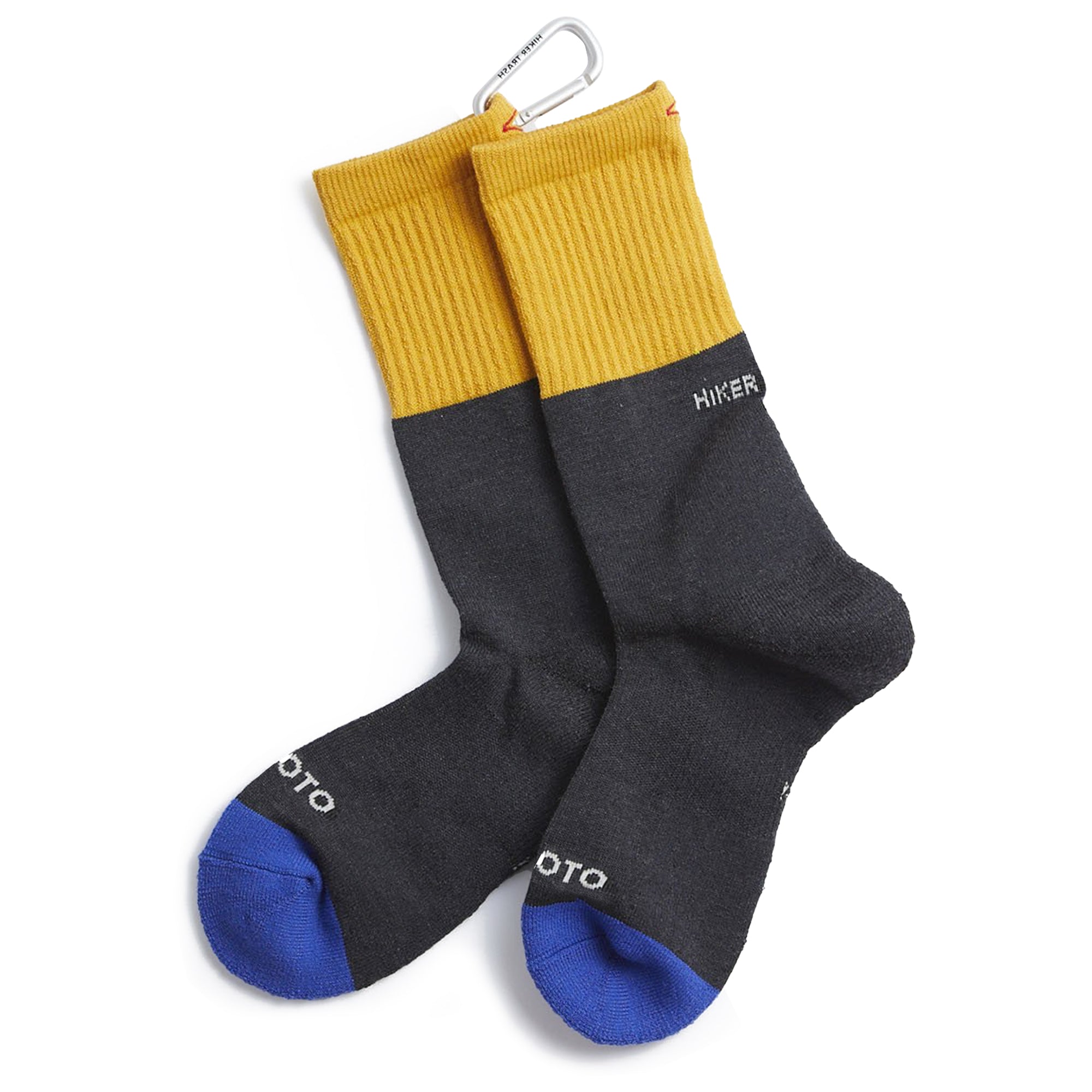 RoToTo Zero Day Hike Trek Crew Socks - Yellow/Charcoal/Blue