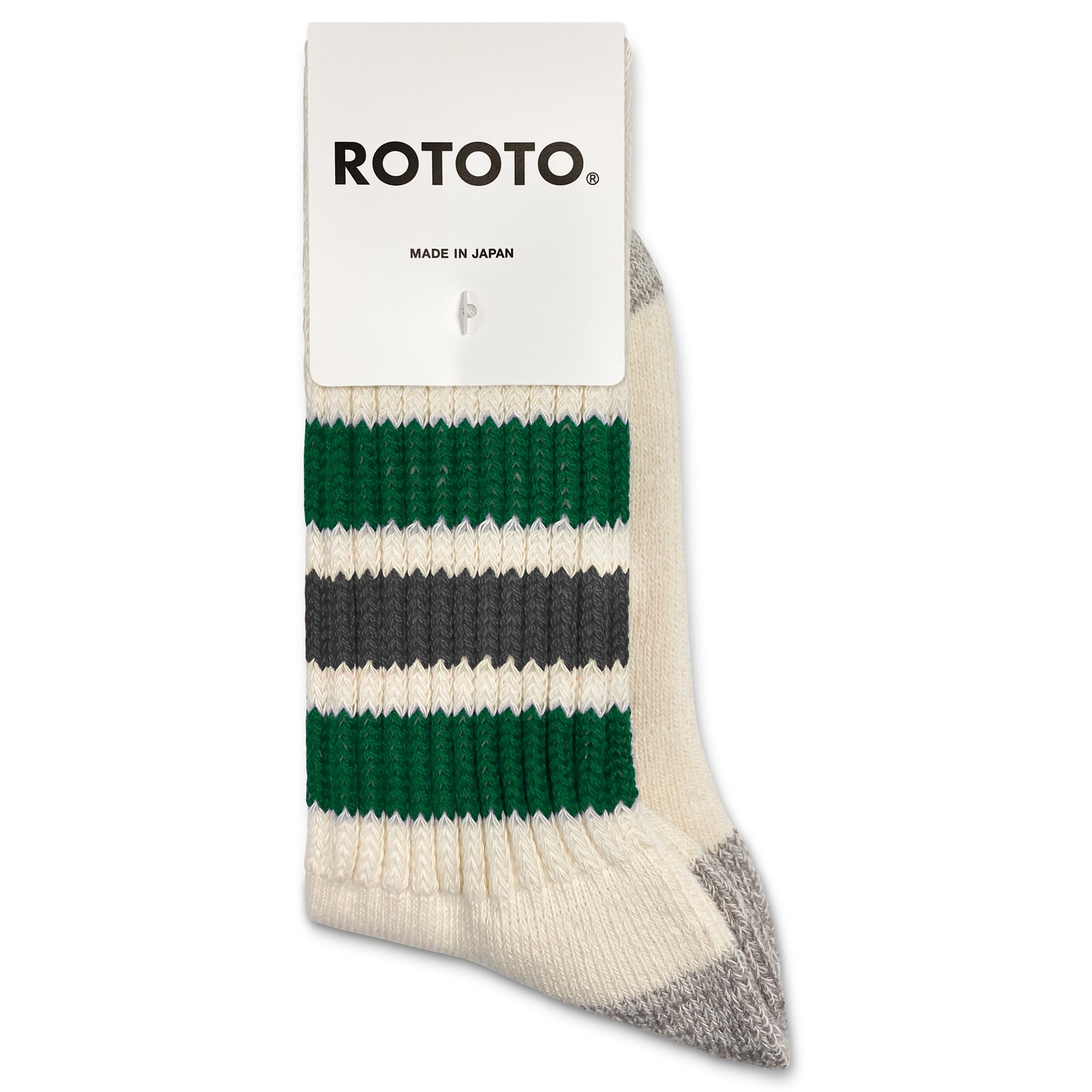 RoToTo Ribbed Old School Socks - Green/Charcoal