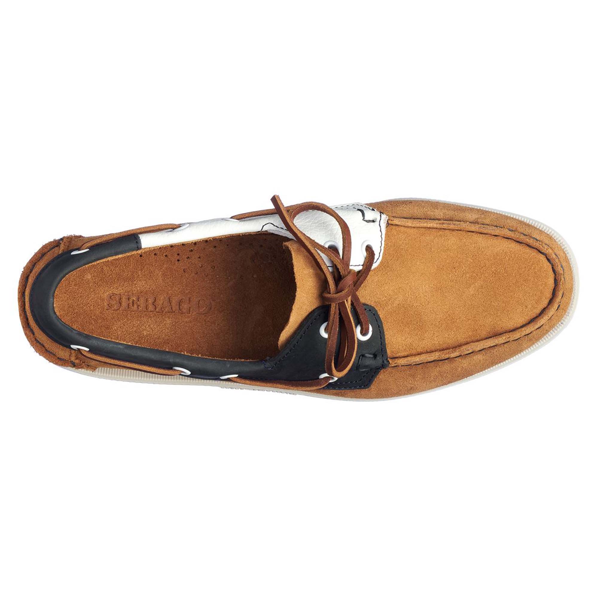 Sebago Portland Suede Nubuck Tumbled Boat Shoes - Brown/Navy/White