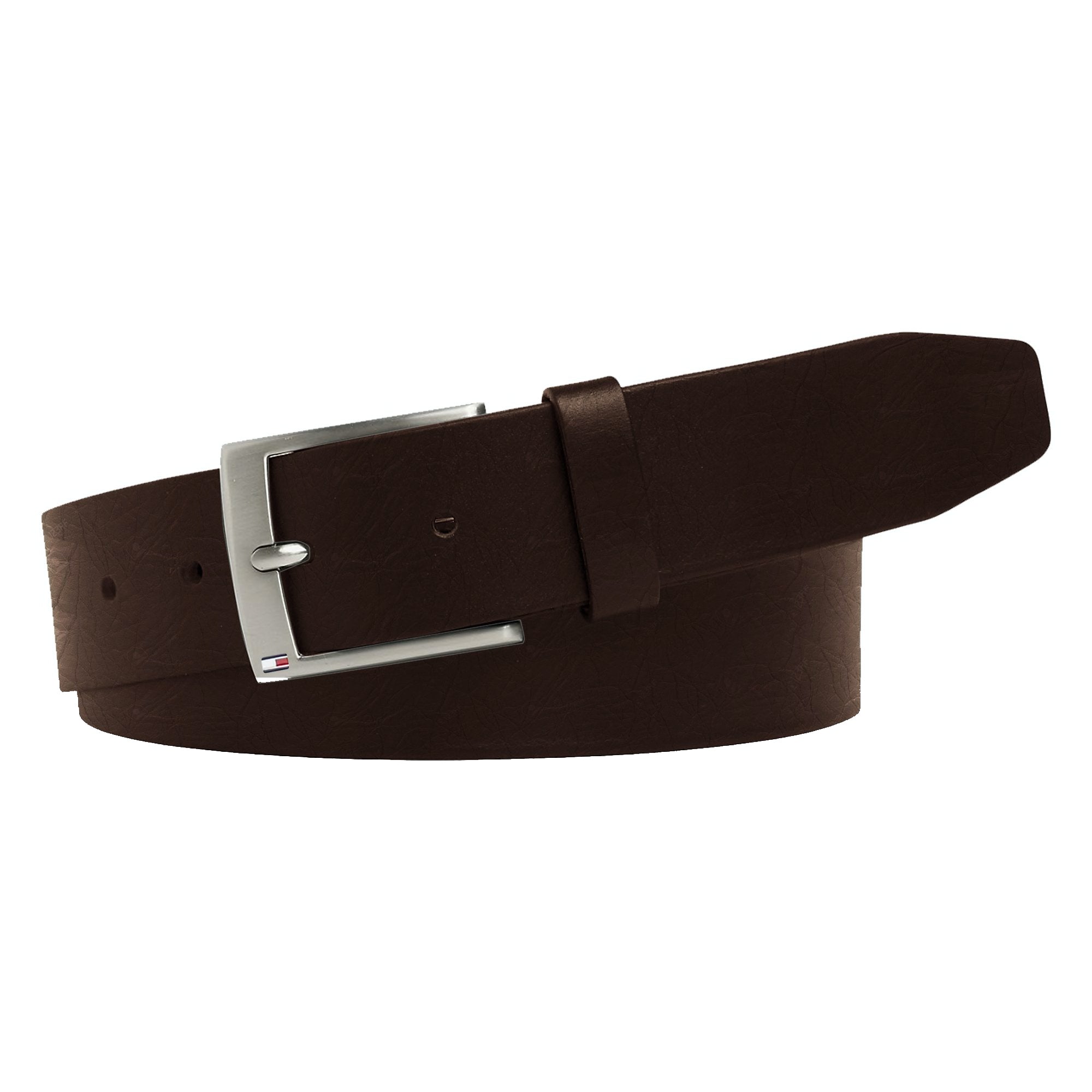 Tommy Hilfiger Flag Buckle Leather Belt - Brown