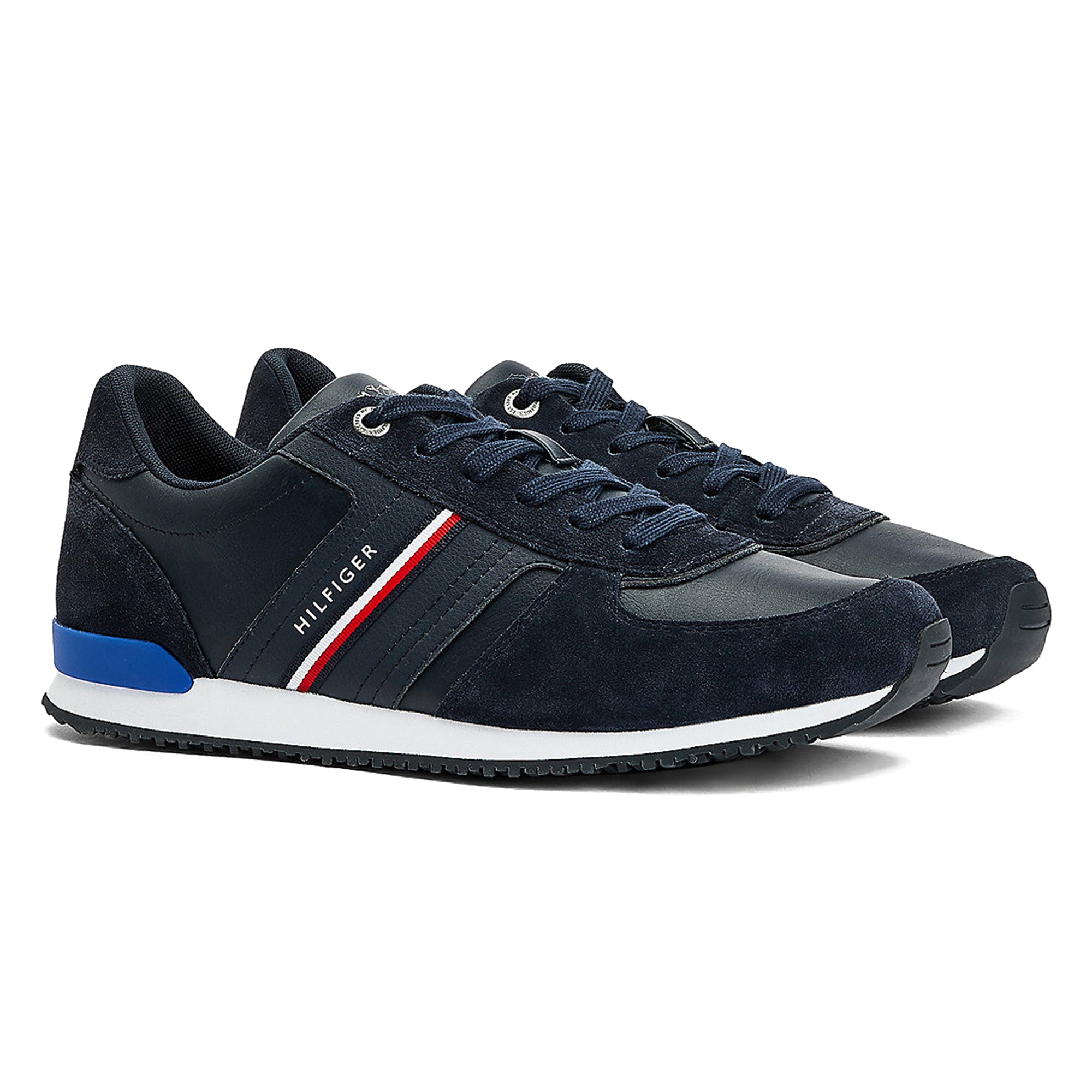 Tommy Hilfiger Iconic Runner Leather Suede Mix Trainer - Desert Sky
