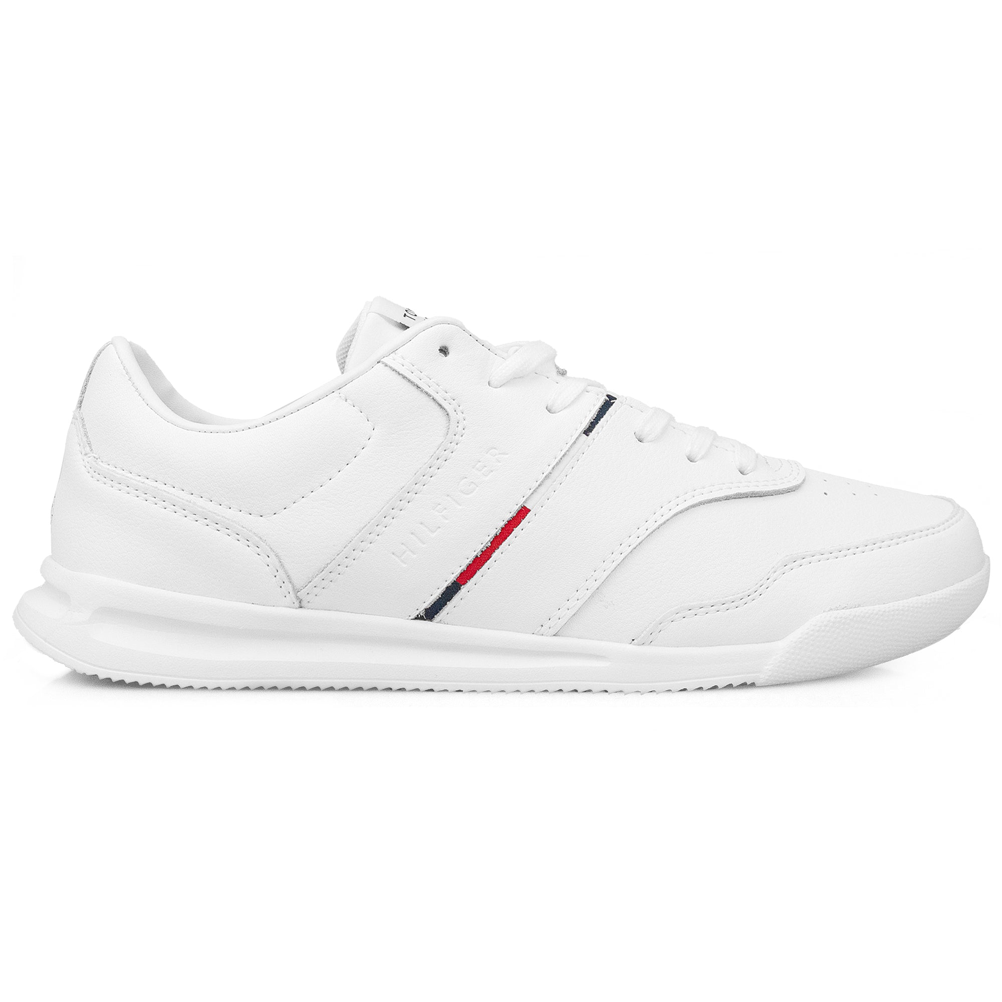 Tommy Hilfiger Lightweight Leather Stripe Trainers - White