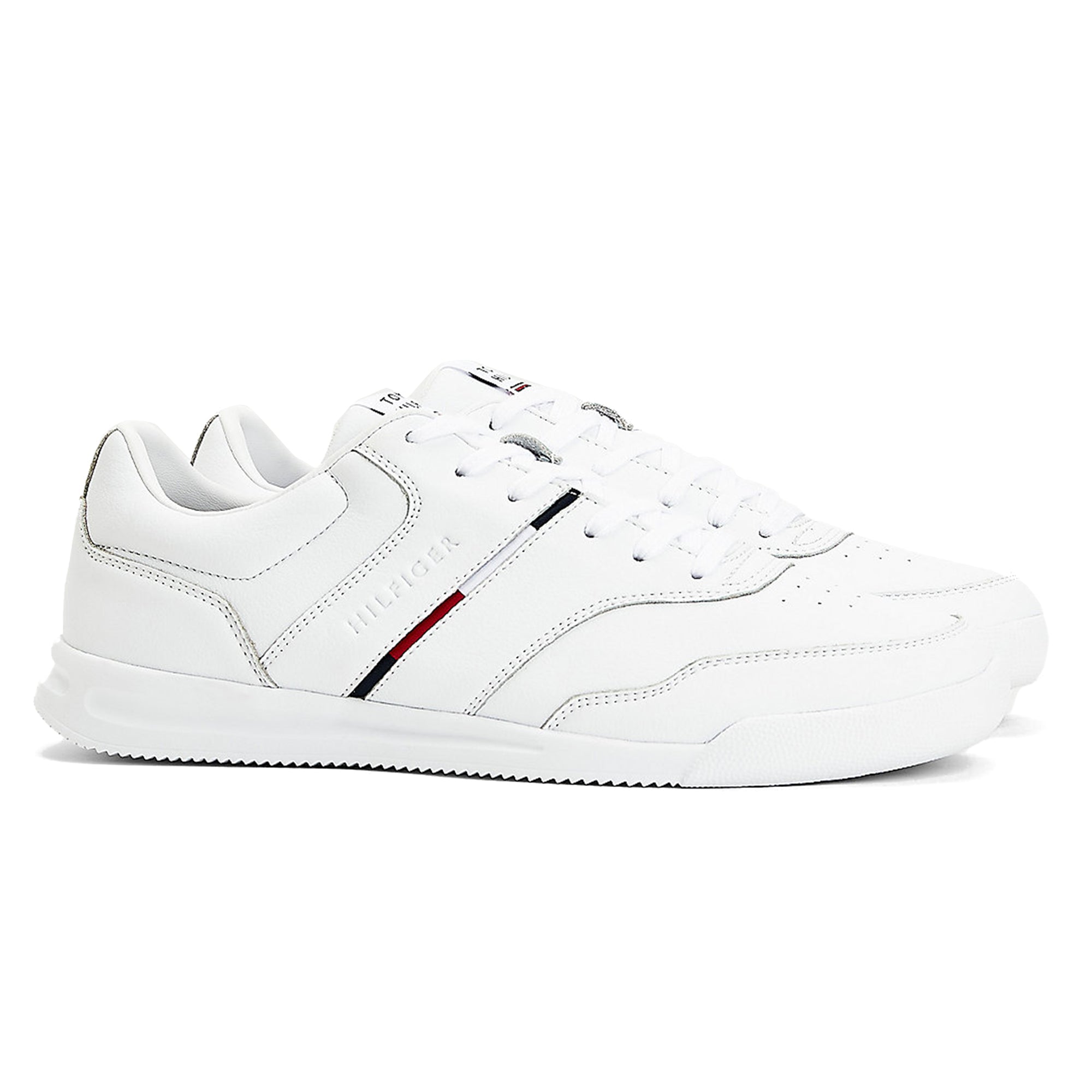 Tommy Hilfiger Lightweight Leather Stripe Trainers - White