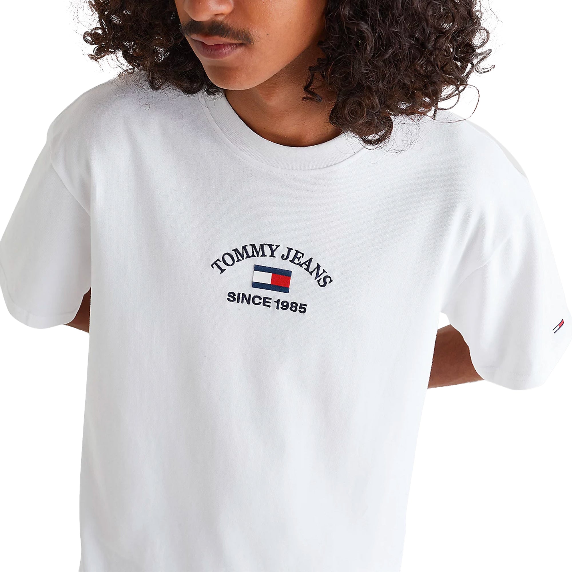 Tommy Jeans Timeless Flocked Flag T-Shirt - White